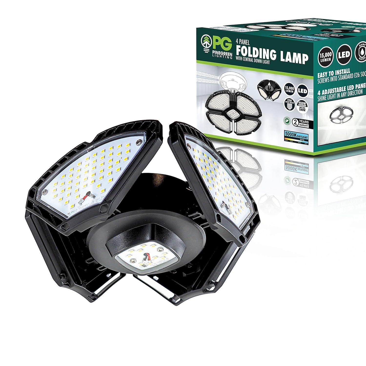 LED Garage Light,100W (900W Equivalent) 15000 Lumen 4-Head Deformable Ceiling Light, 5000K Daylight