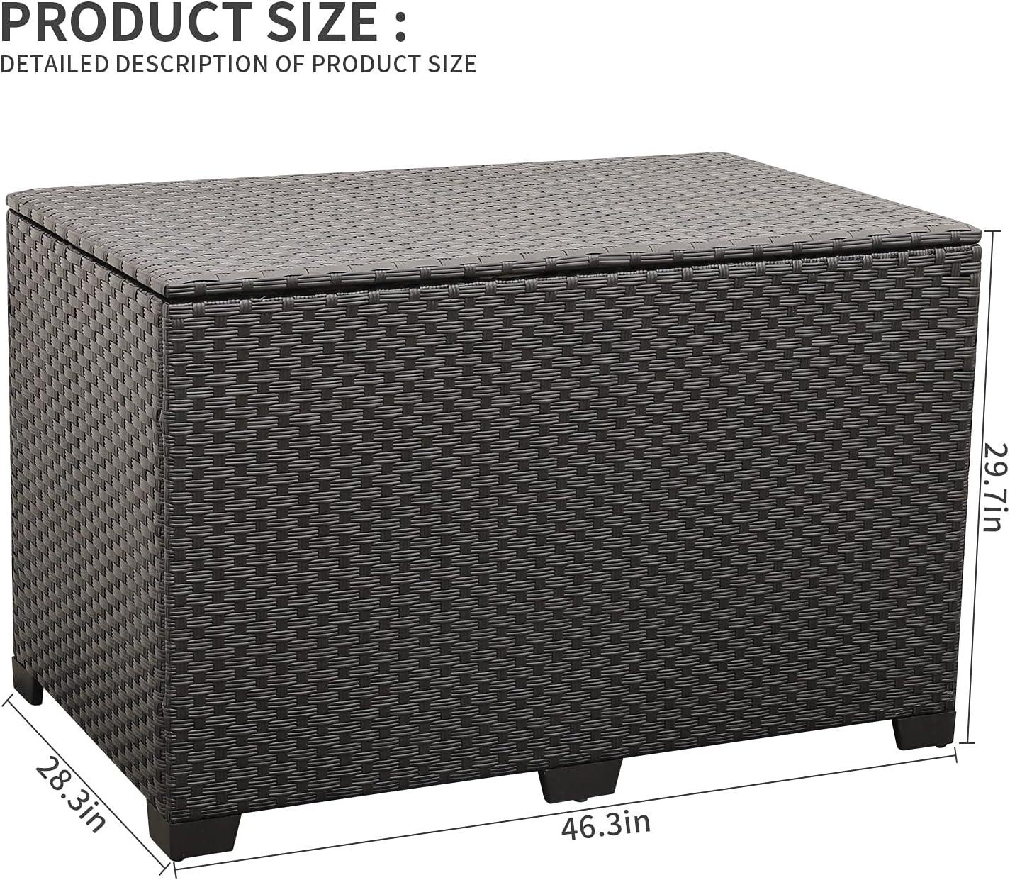 Large Black Wicker Resin Deck Storage Box with Lid