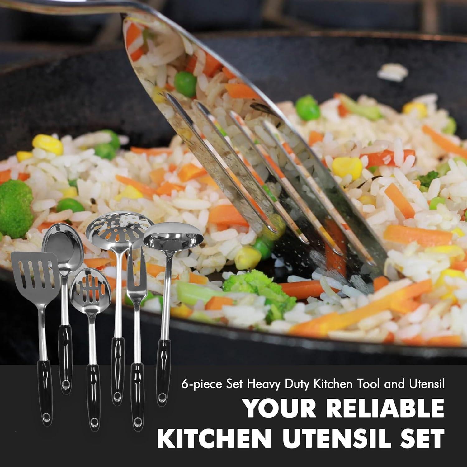 Chef Craft Heavy Duty  Kitchen Tool and Utensil Set, 6 Piece Set, Stainless Steel