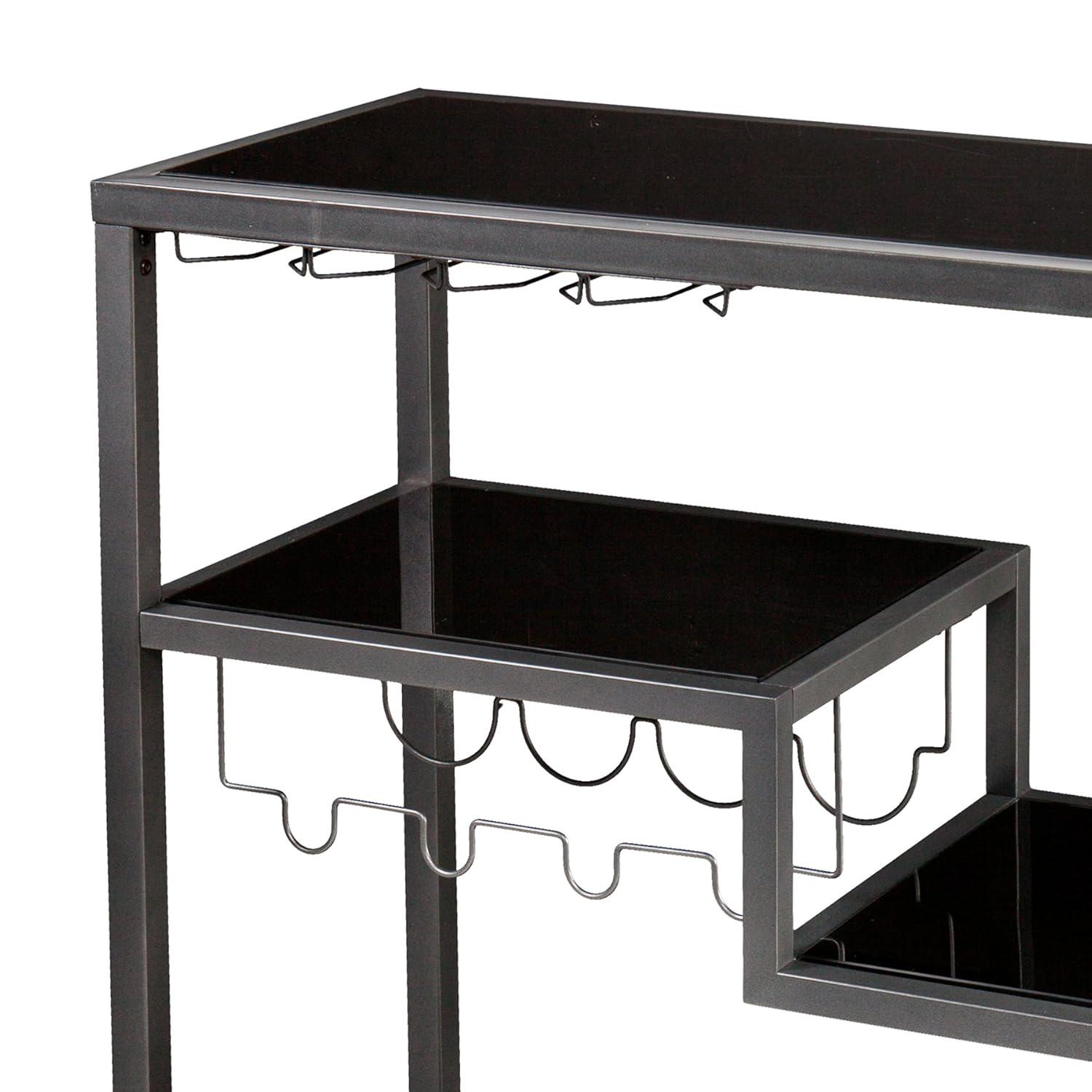 Holly & Martin Zephs Bar Cart - HZ8810 - Gunmetal Gray w/ Black Glass - SEI