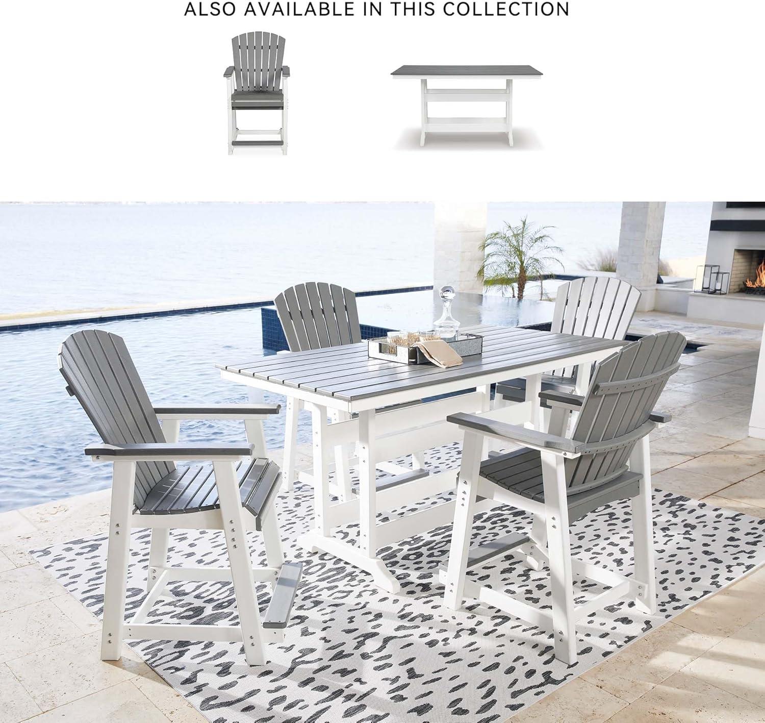 Ashley Furniture Transville Outdoor Plastic Dining Table in Gray and White
