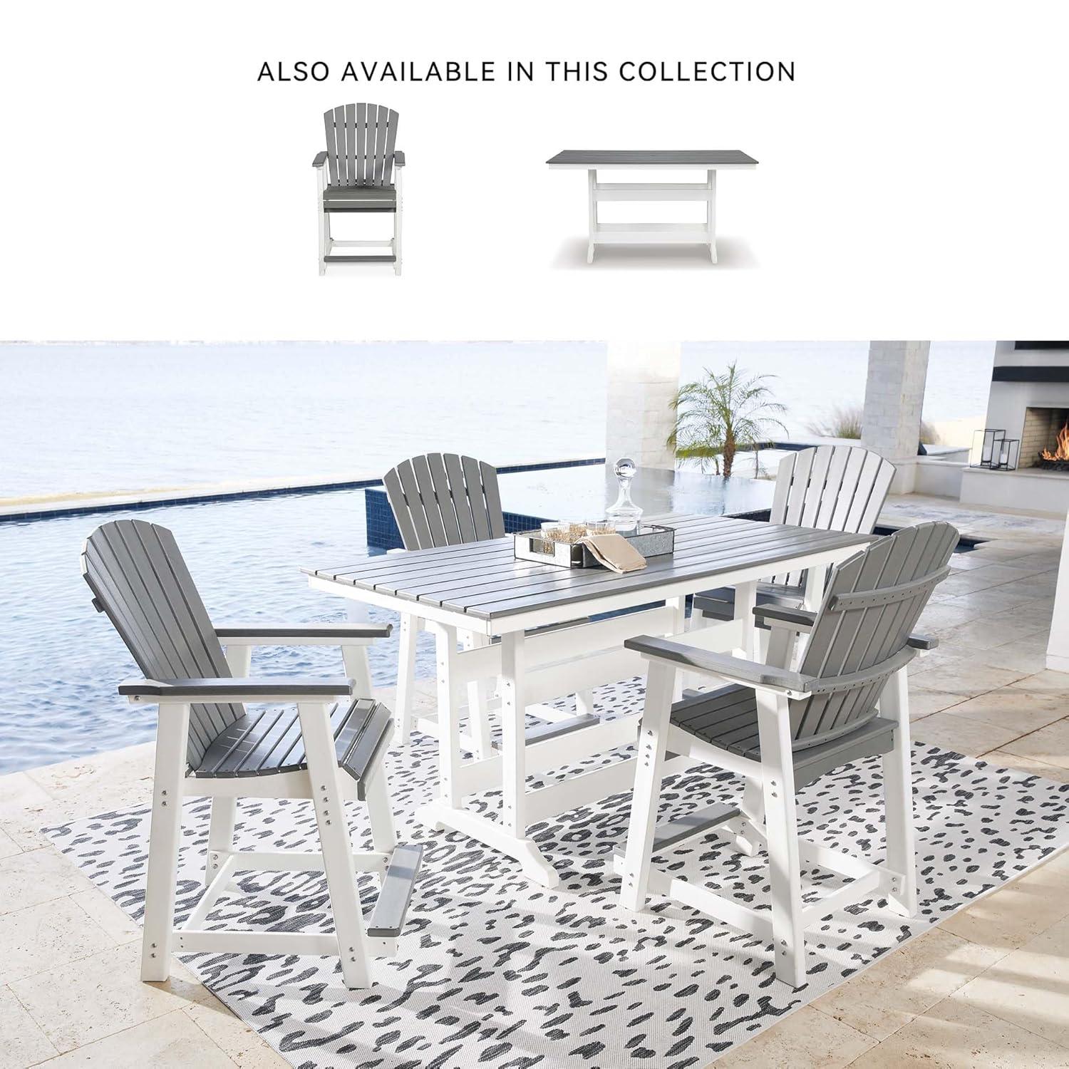 Ashley Furniture Transville Outdoor Plastic Dining Table in Gray and White