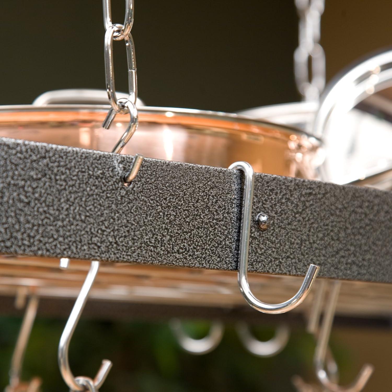 Hammered Copper and Black Rectangle Ceiling Pot Rack