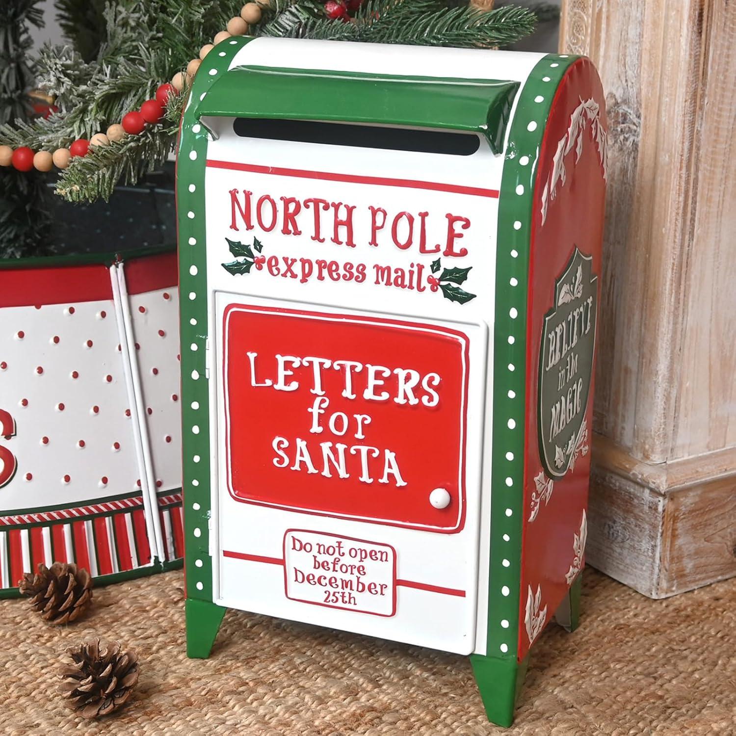 Letters To Santa Mailbox North Pole Post Vintage Mailbox Mailbox Letters Decoration Boxes Christmas Farmhouse Decor