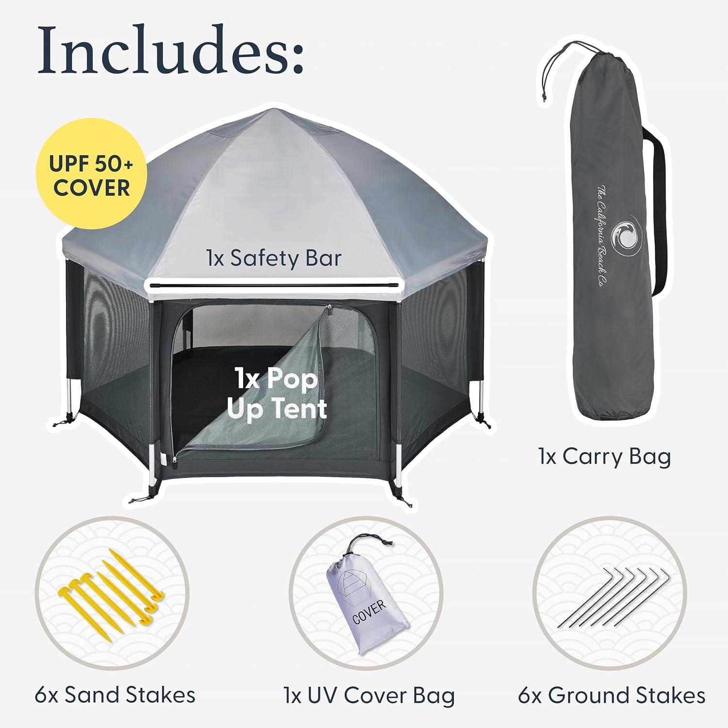 Anchor Grey Foldable Portable Baby Playpen with Canopy and Travel Bag