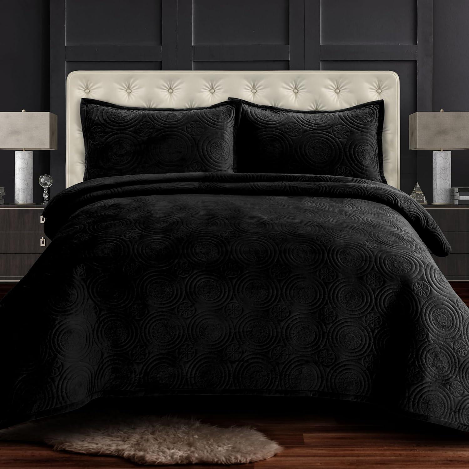 Tribeca Living Capri Velvet Quilt Set