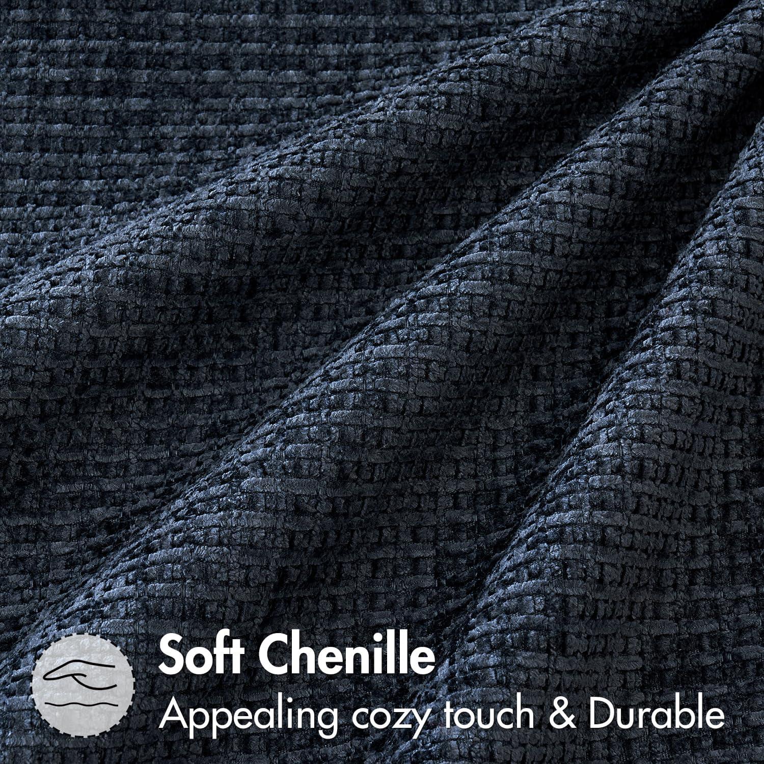 MIULEE Navy Blue Couch Pillow Covers 18x18 Inch, Set of 2 Soft Chenille Decorative Square Throw Pillow Covers Farmhouse for Sofa Living Room Bed
