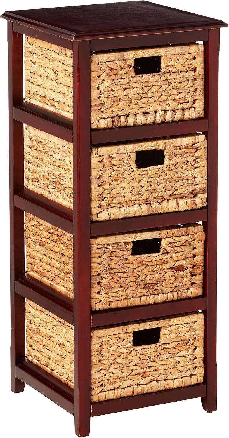 Espresso Four-Tier Storage Tower with Natural Baskets