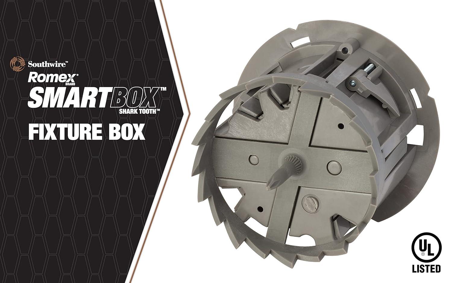 Madison Electric Products Smart Box Shark Tooth 1-Gang Gray Polycarbonate Interior Old Work Standard Round Ceiling/Wall Electrical Box