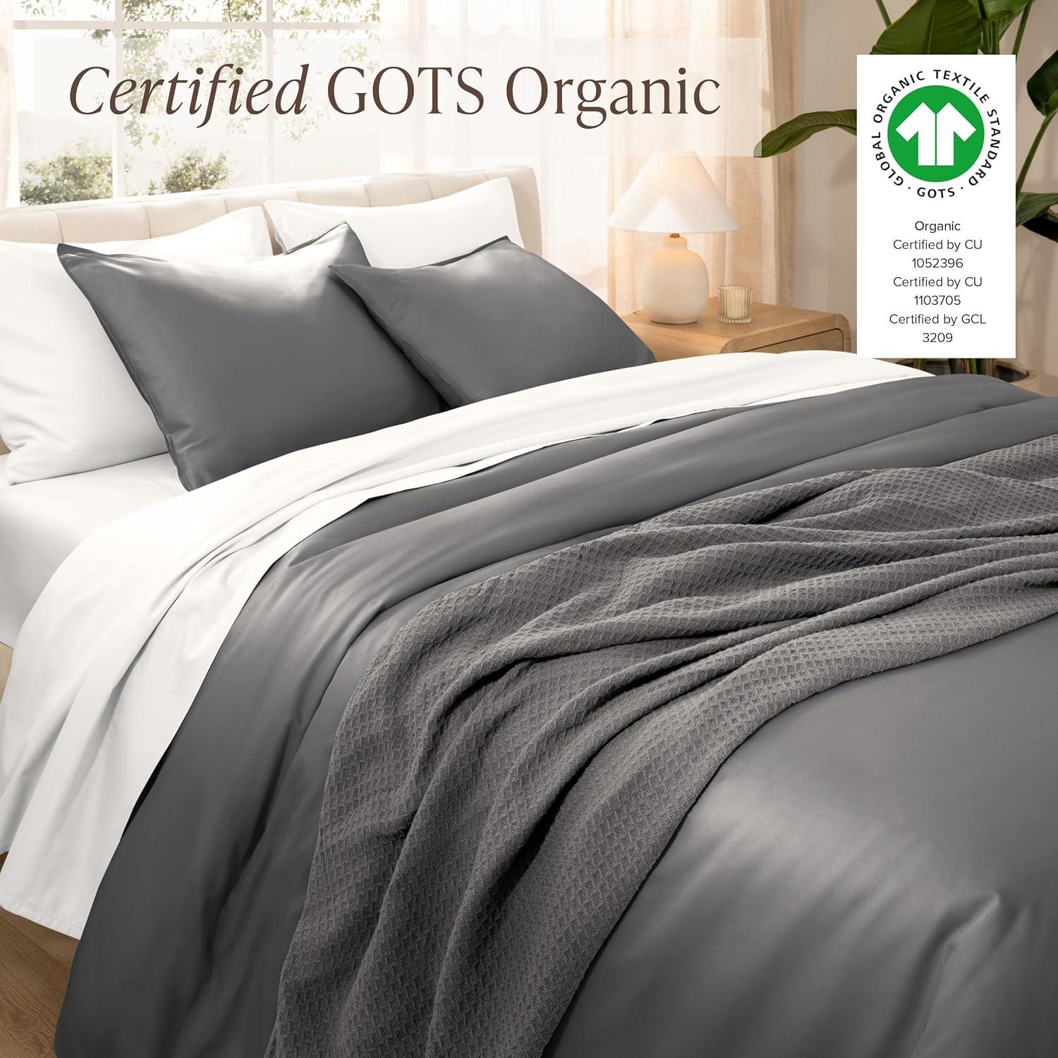 Bare Home 400 Thread Count Organic Cotton Sateen Duvet Cover Set