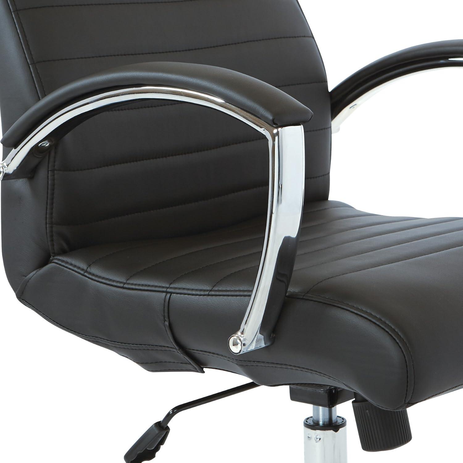 Executive Low Back Chair in Black Faux Leather with Chrome Arms and Base K/D
