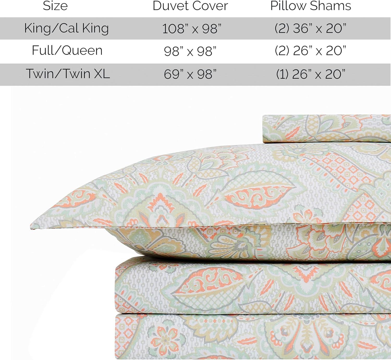 Enchantment Coral King/California King Microfiber Duvet Cover Set