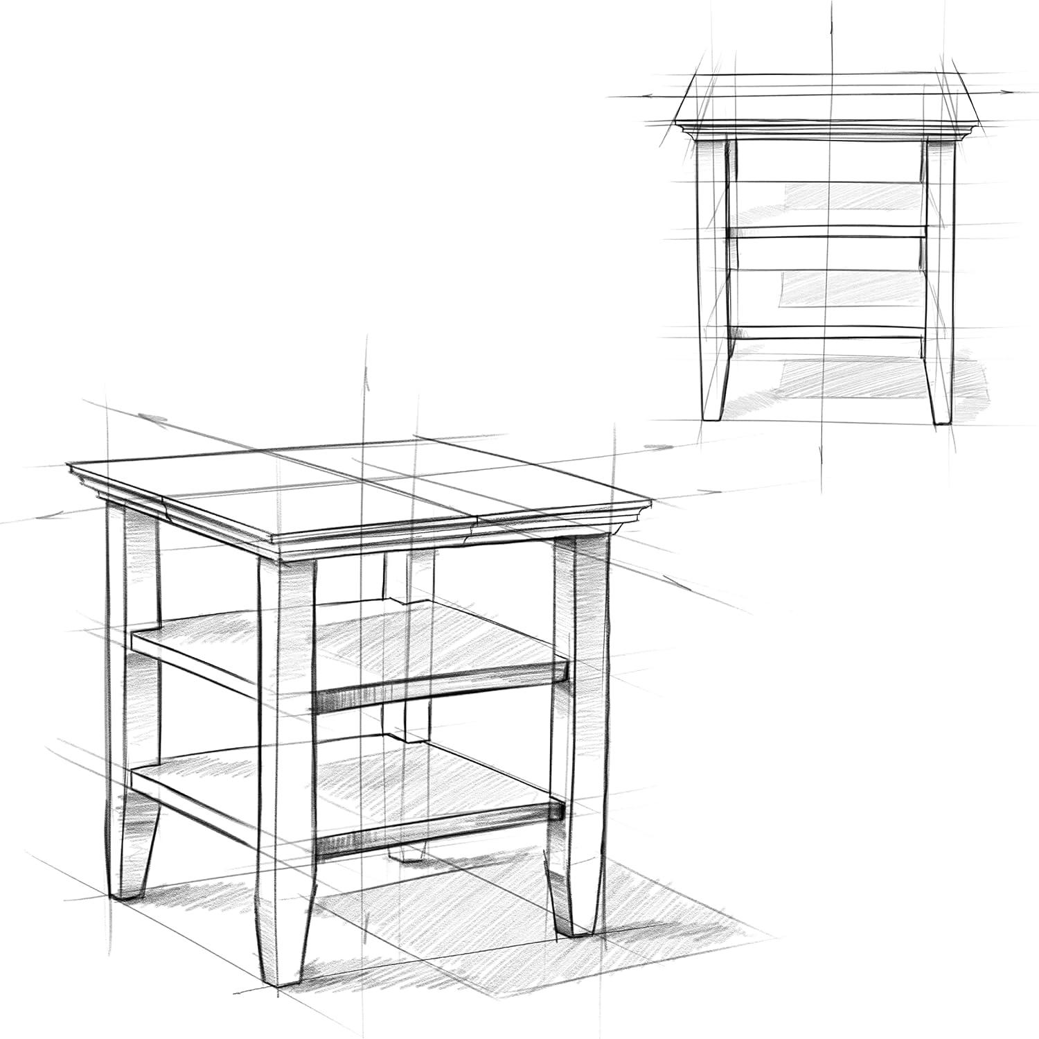 Acadian SOLID WOOD 19 inch Wide Square Transitional End Table in Farmhouse Grey-Finish:Farmhouse Brown