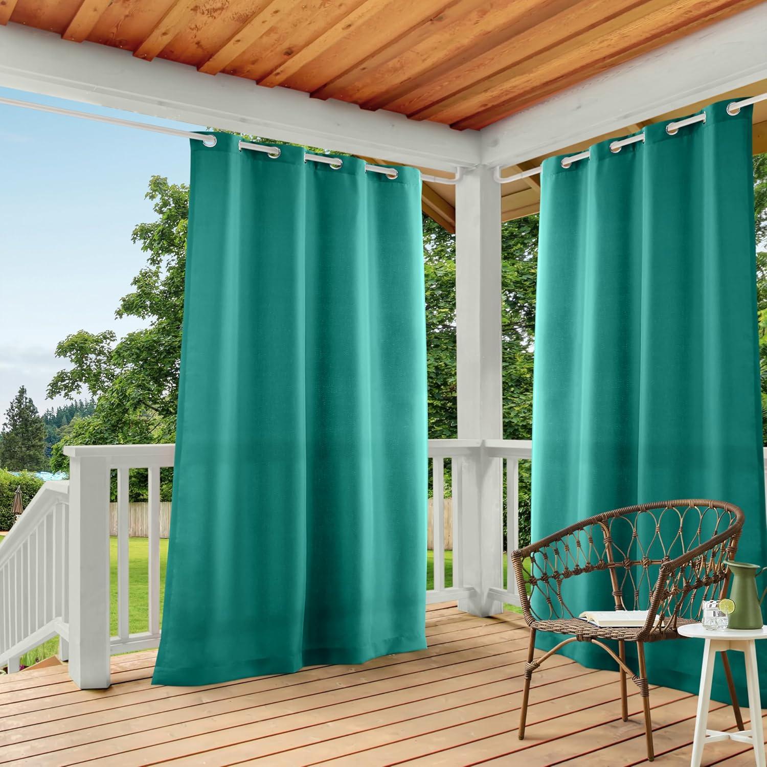 Set of 2 Indoor/Outdoor Solid Cabana Grommet Top Curtain Panels - Exclusive Home