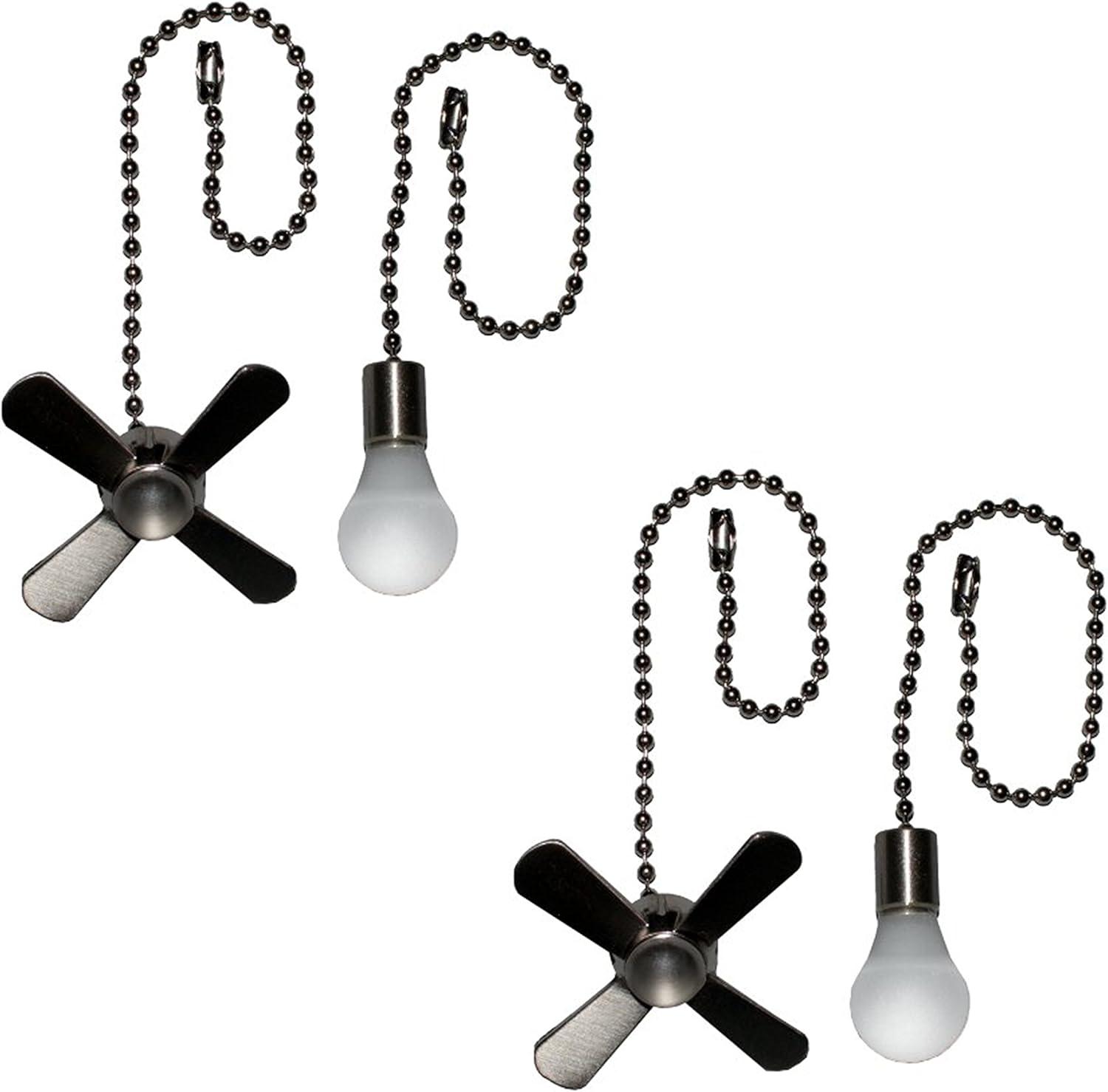 Harbor Breeze Universal 7.0-in Brushed Nickel and White Metal Indoor Pull chain