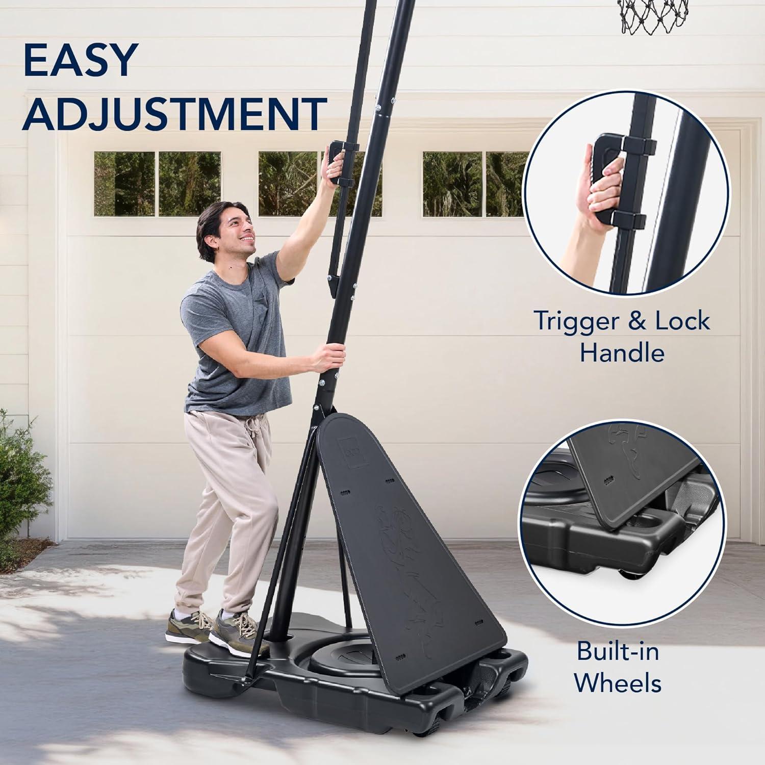 Best Choice Products Adjustable 4.4-10ft Basketball Hoop, Portable Goal w/Shatterproof Backboard, Ball Return - White