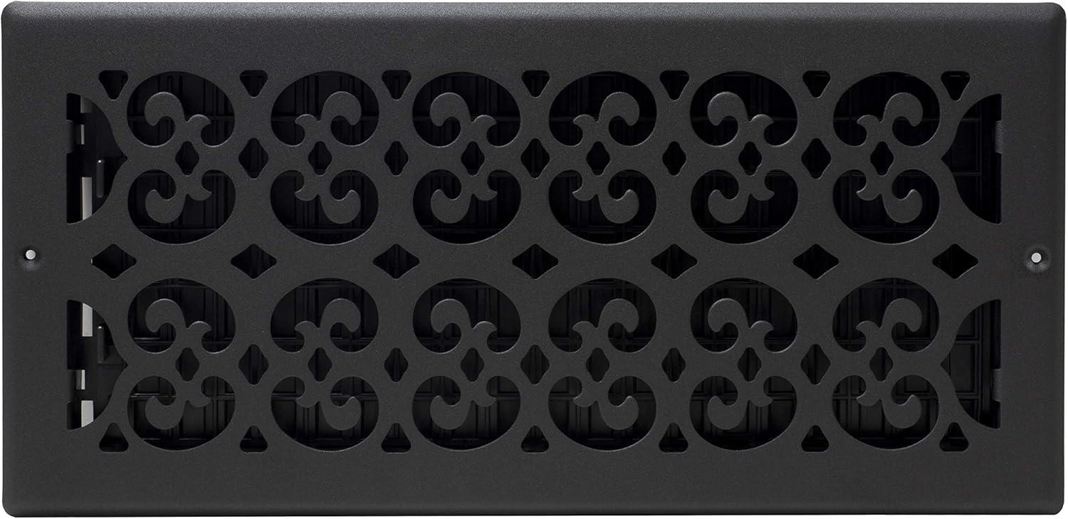 Textured Black Steel Decorative Wall/Ceiling Register 6x14 Inches