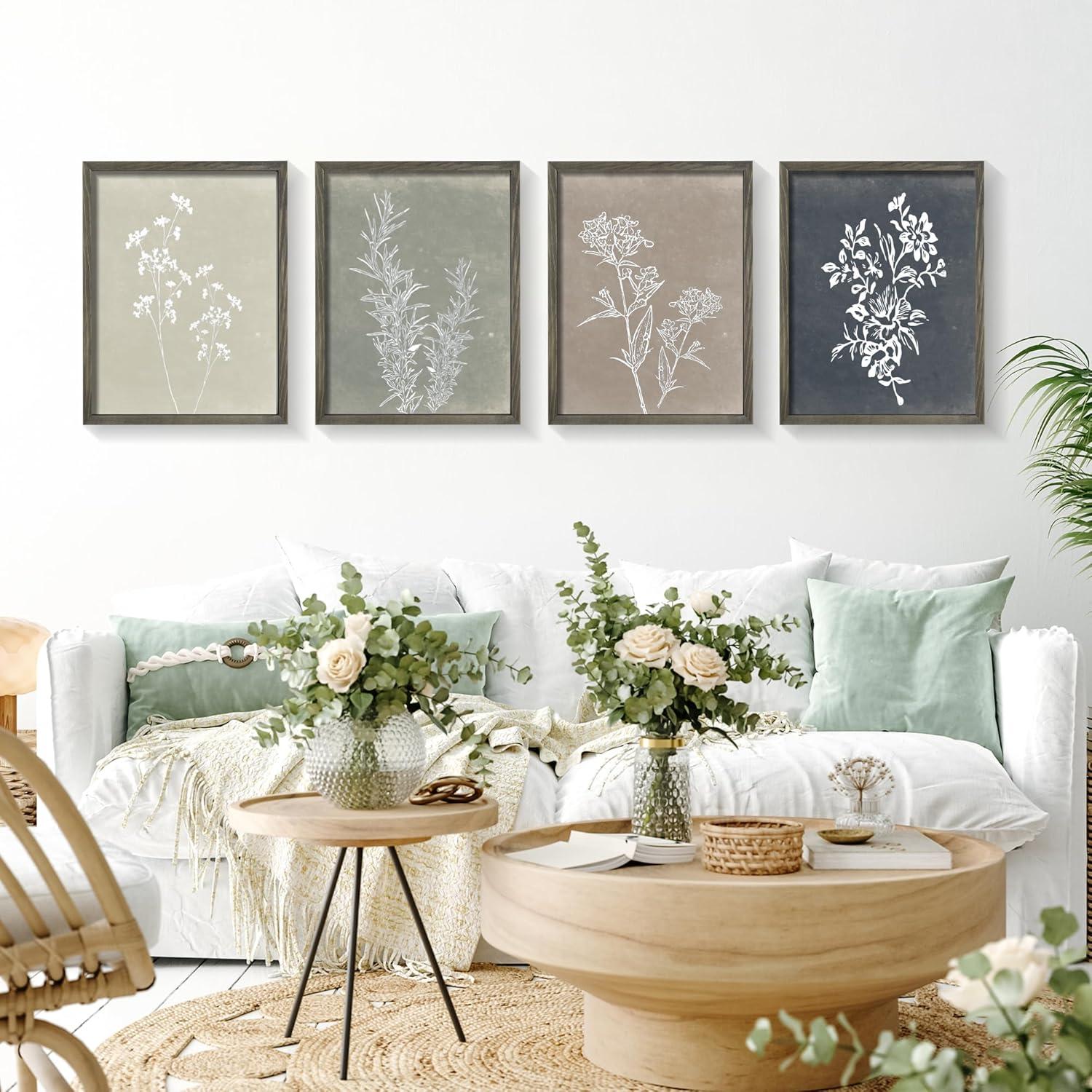 Haus and Hues Floral Wall Art - Set of 4 Plant Posters for Wall Vintage, Botanical Prints, Flower Pictures for Room Aesthetic, Vintage Art Prints, Flower Wall Art (11x14, Unframed)
