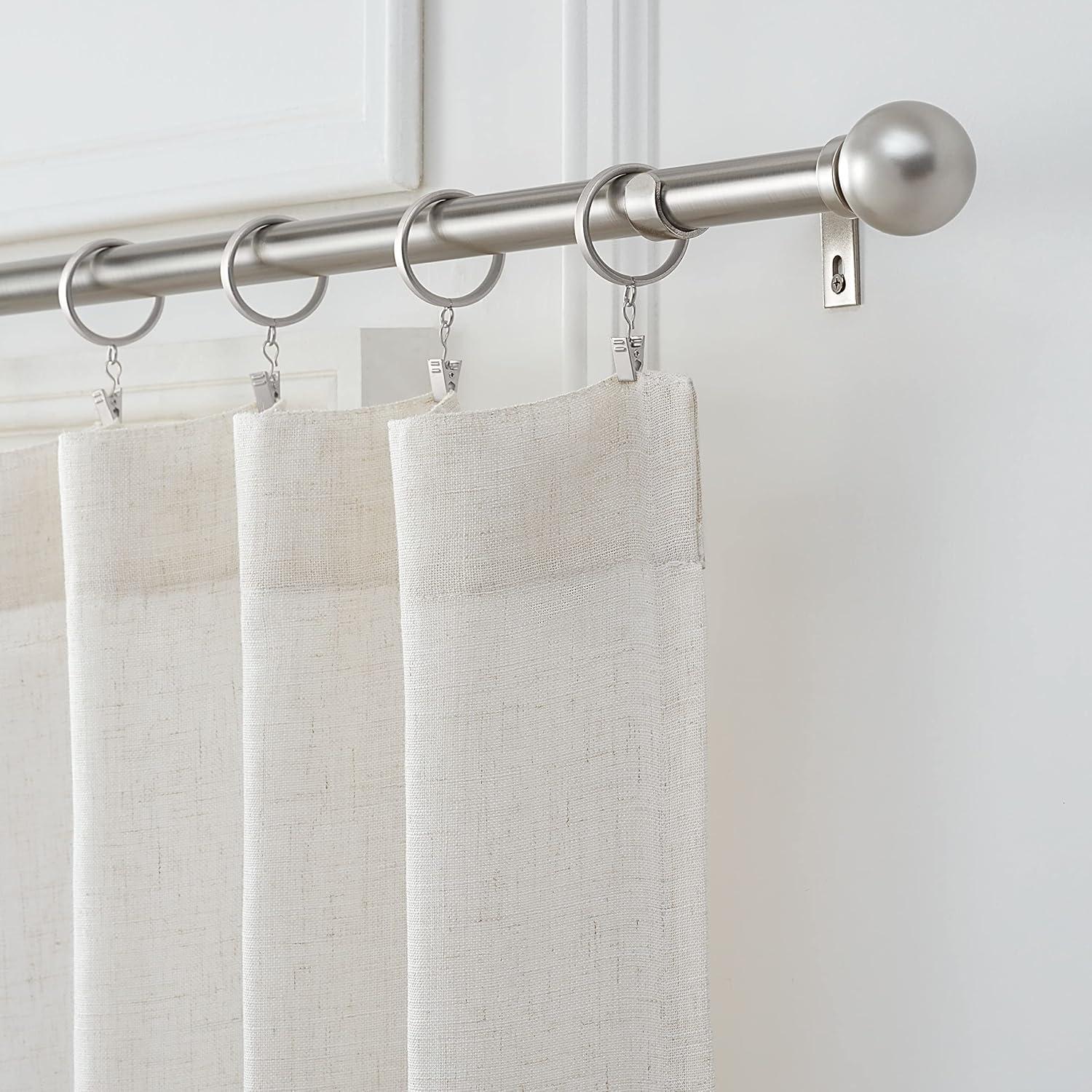 MODE Mode Premium Collection 1 Diameter Curtain Rod Set with Modern Ball Finials and Steel Wall Mounted Adjustable Rod