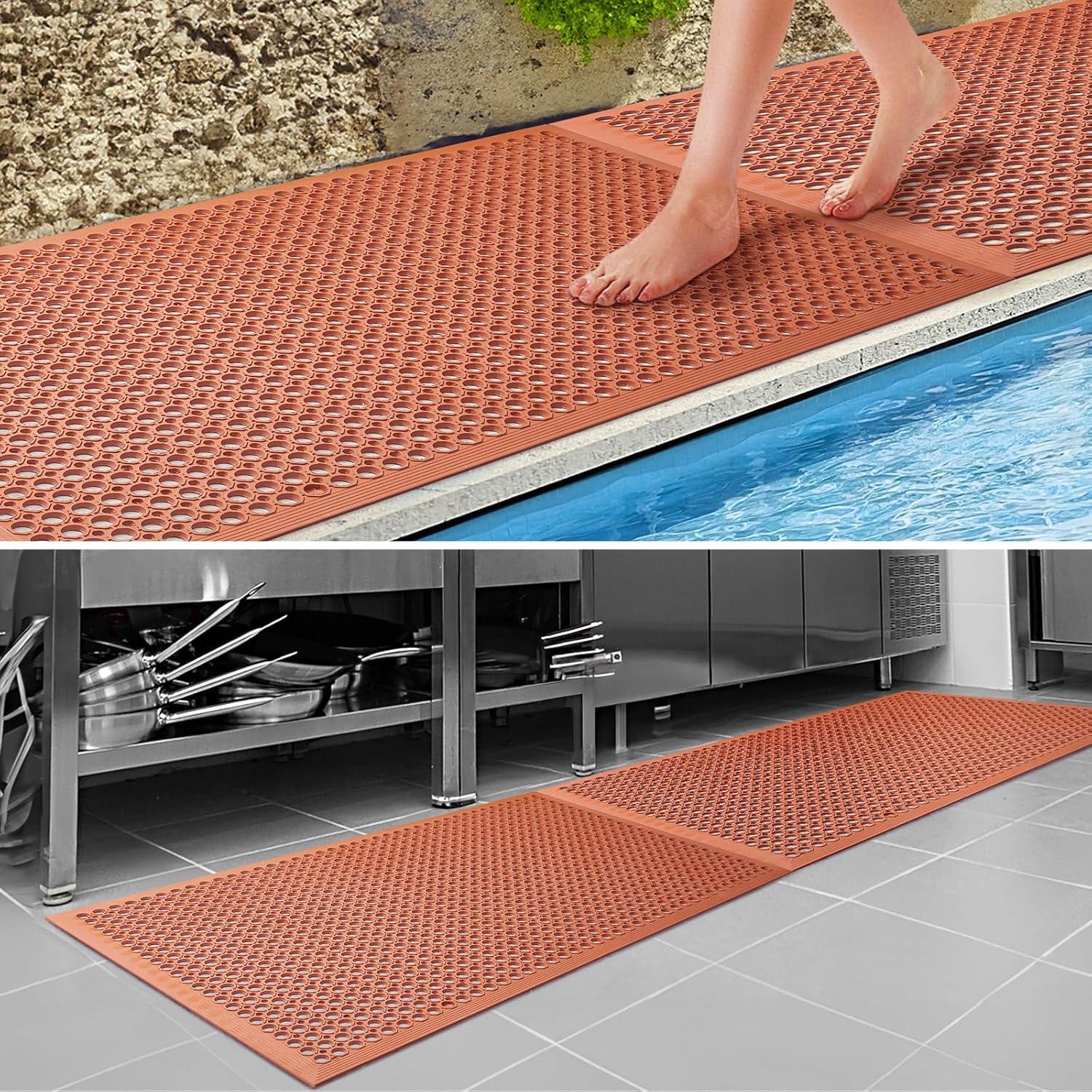 36" x 60" Red Rubber Anti-Fatigue Non-Slip Mat