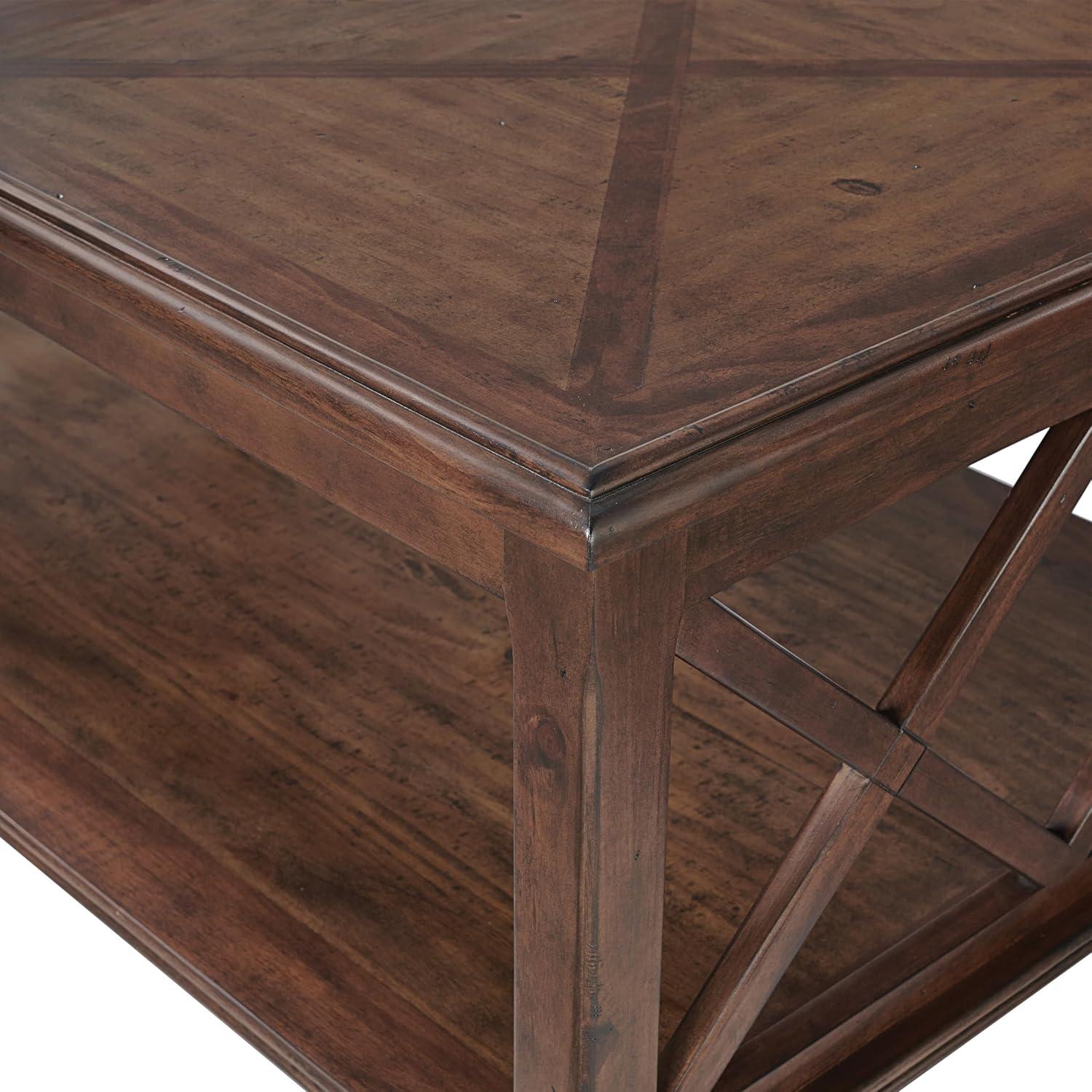 45" Bridgton Wood Coffee Table Cherry - Alaterre Furniture: Mid-Century Modern, Lower Shelf