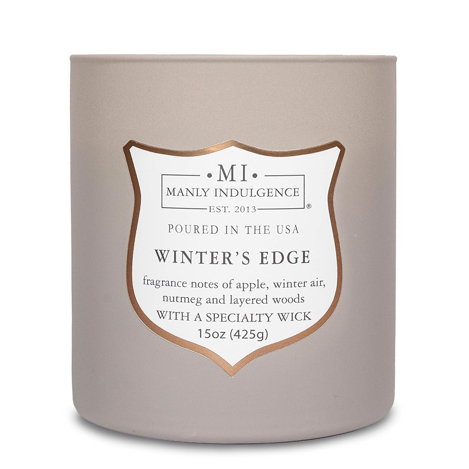 Manly Indulgence Signature Winter's Edge Scented Jar Candle, 15 oz, 60h Burn, Woody & Earthy