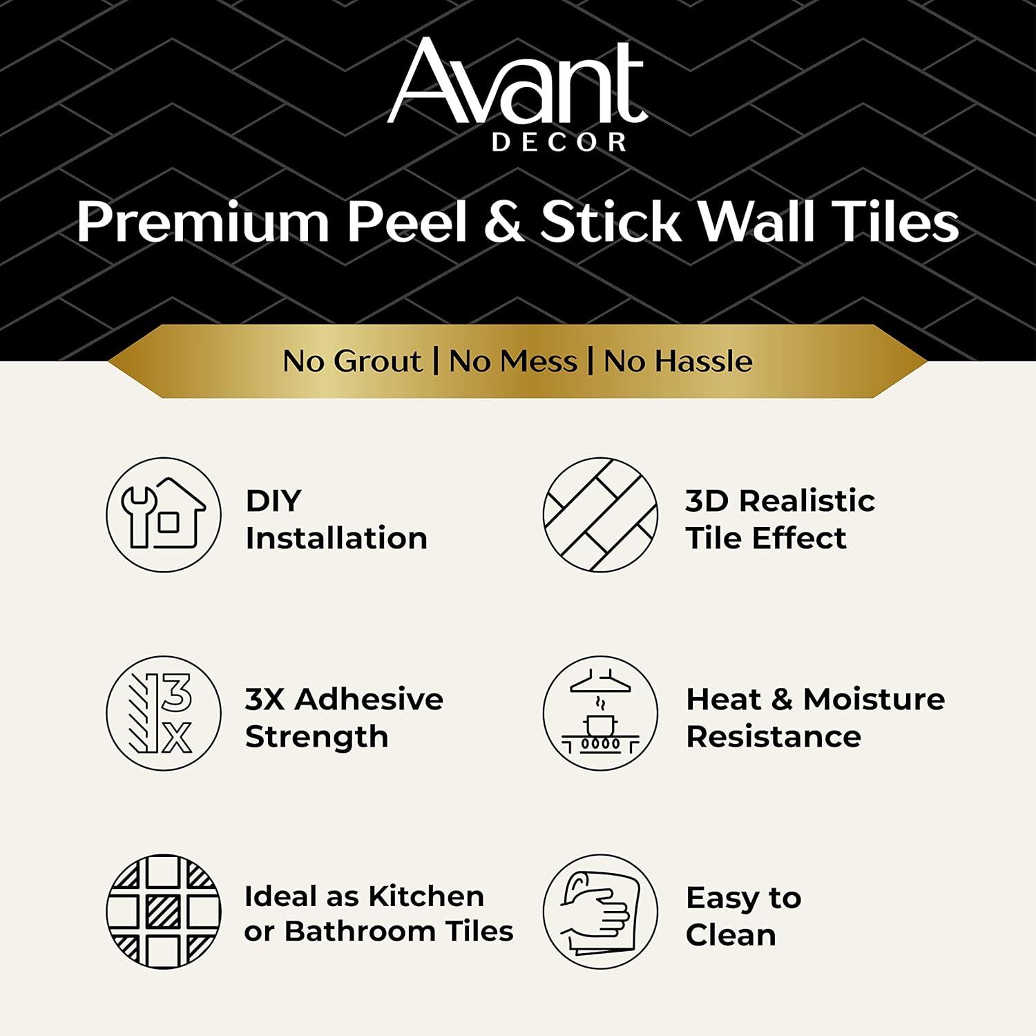 Avant Decor 8 Tiles | Stone Composite Small Hexagon Tiles | Peel and Stick Kitchen Backsplash Stick On Wall Easy DIY Installation 11.33" x 11.41"