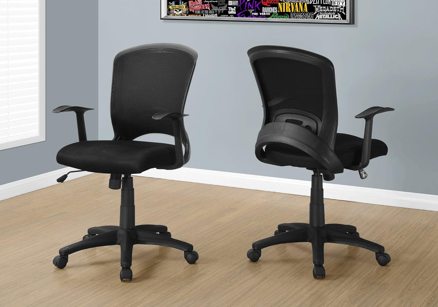 Monarch Specialties Office Chair, Swivel, Ergonomic, Armrests, Computer Desk, Work, Black Mesh