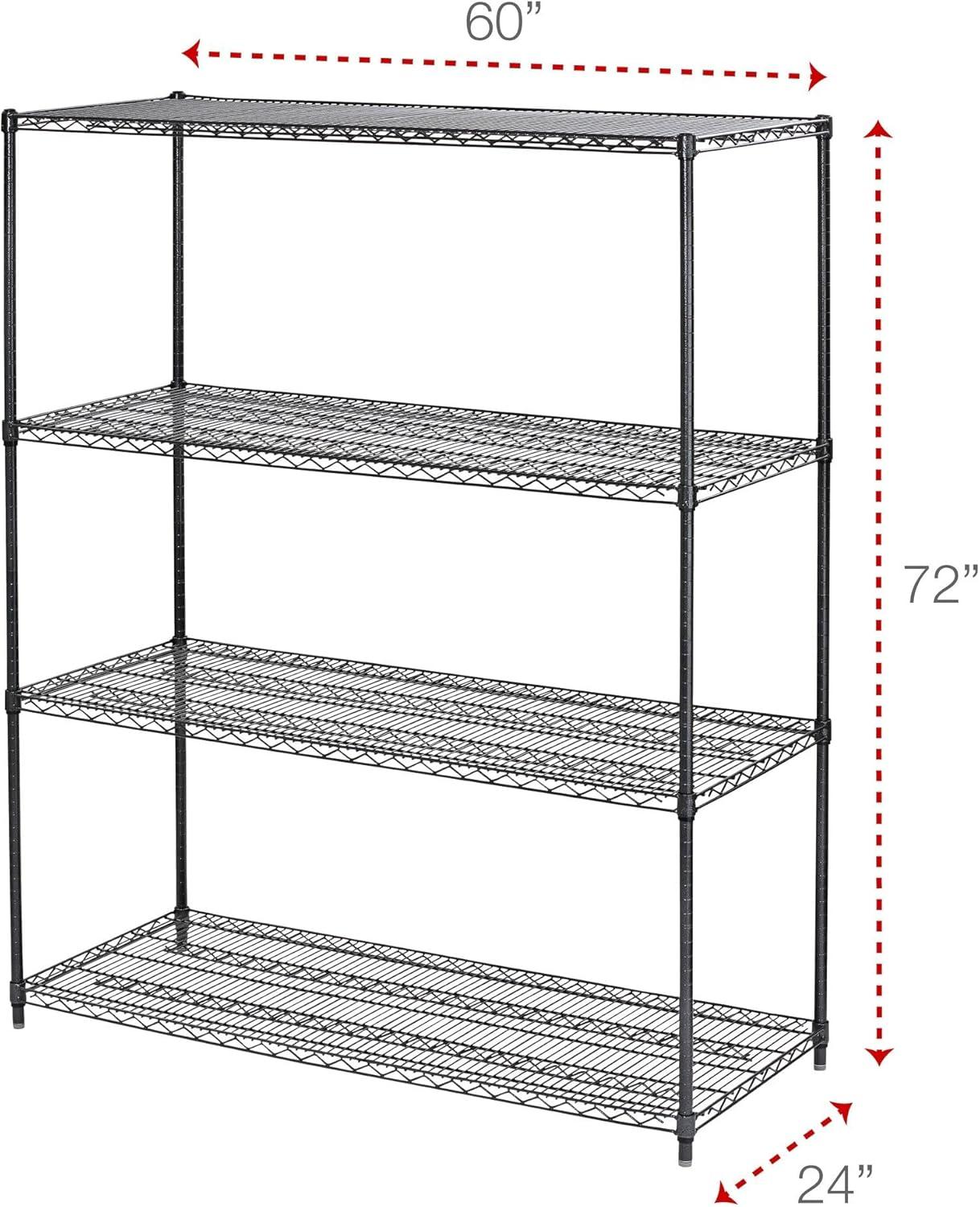 Alera ALESW206024BA 60 in. x 24 in. x 72 in. 4-Shelf All-Purpose Wire Shelving Starter Kit - Black Anthracite Plus