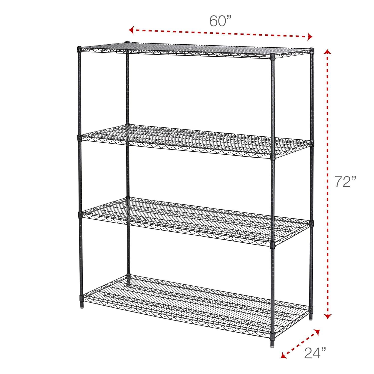 Alera ALESW206024BA 60 in. x 24 in. x 72 in. 4-Shelf All-Purpose Wire Shelving Starter Kit - Black Anthracite Plus