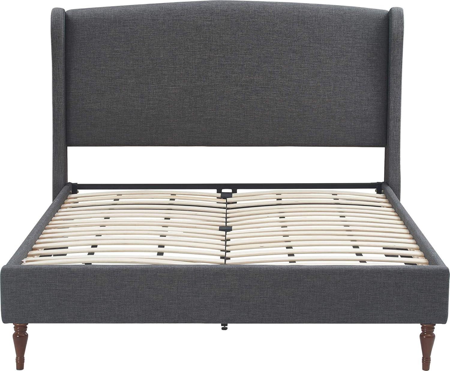 Queen Elmhurst Upholstered Wing Bed Frame Gray - Finch
