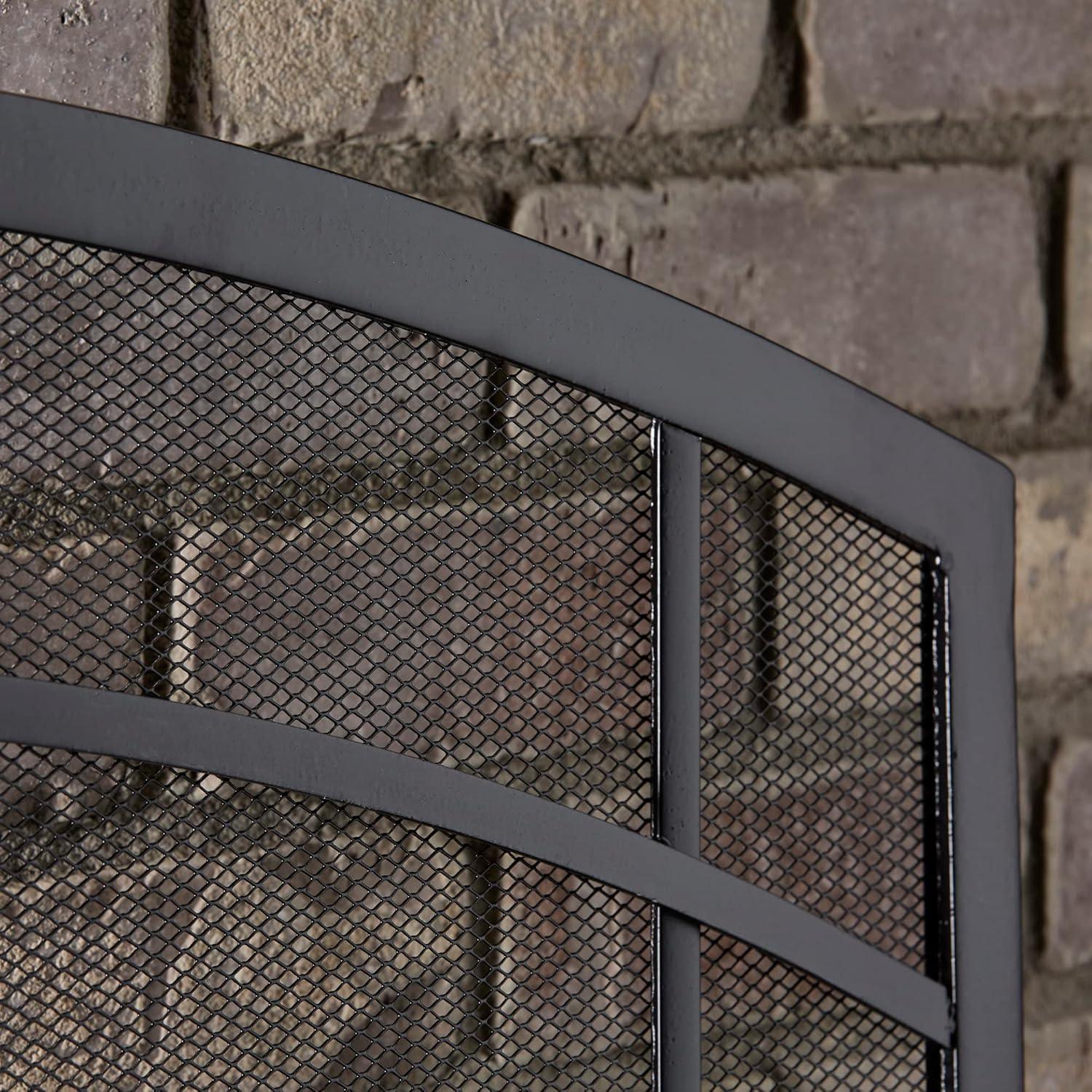 UniFlame Single Panel Black Wrought Iron Mission Screen