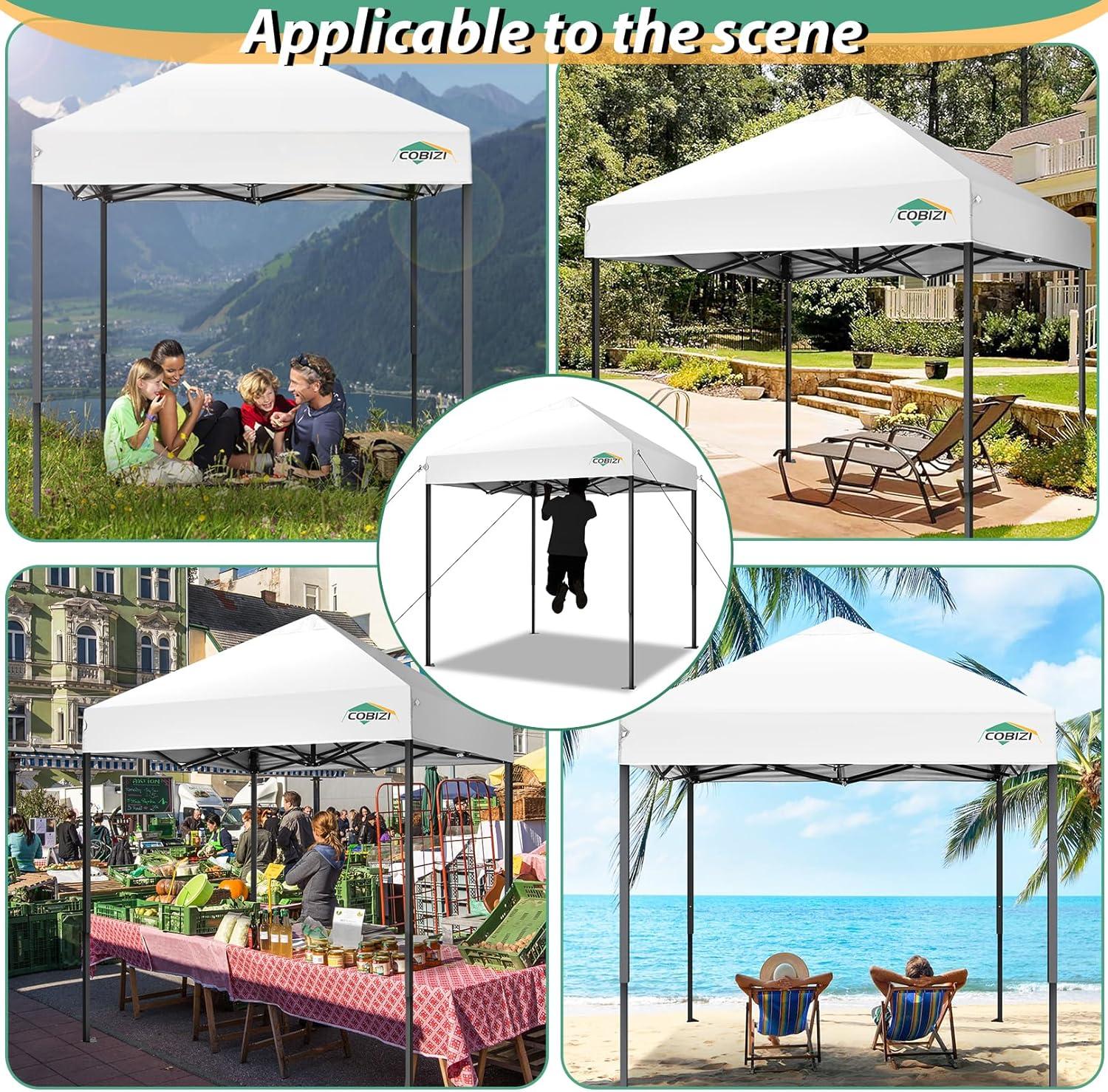 White 6.6x6.6ft Alloy Steel Pop Up Canopy Tent