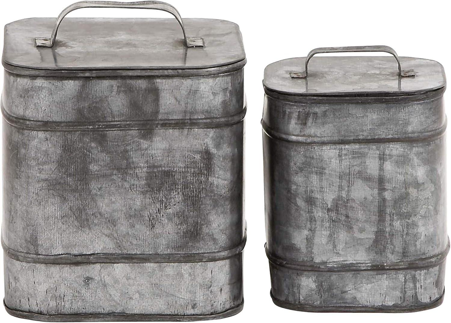 Silver Weathered Metal Canister Set, 2-Piece