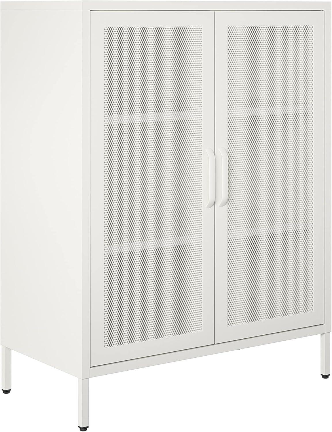 RealRooms Shadwick 2 Door Storage Cabinet-Mesh Metal Locker