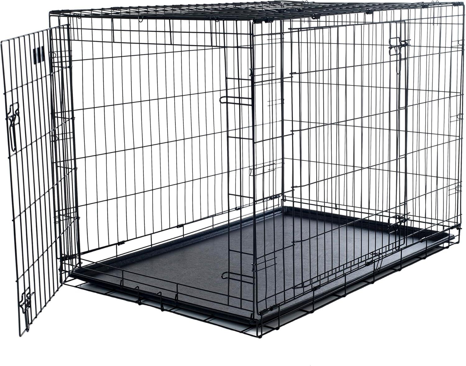 36-inch Dog Crate '? Double Door Pet Kennel with Divider Panel '? Foldable Dog Cage with C