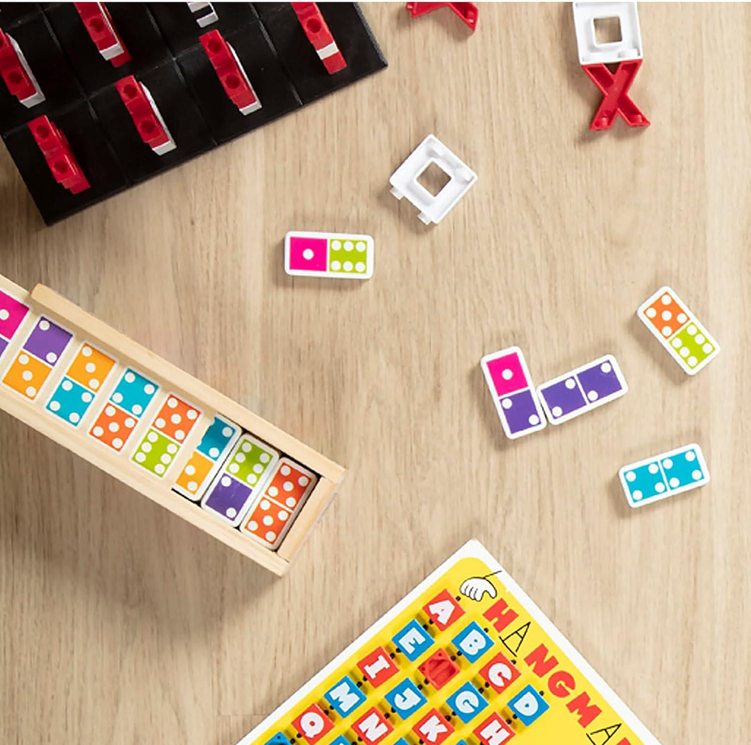 Melissa & Doug Dominoes Tabletop Game with 28 Colorful Tiles in Wooden Storage Box