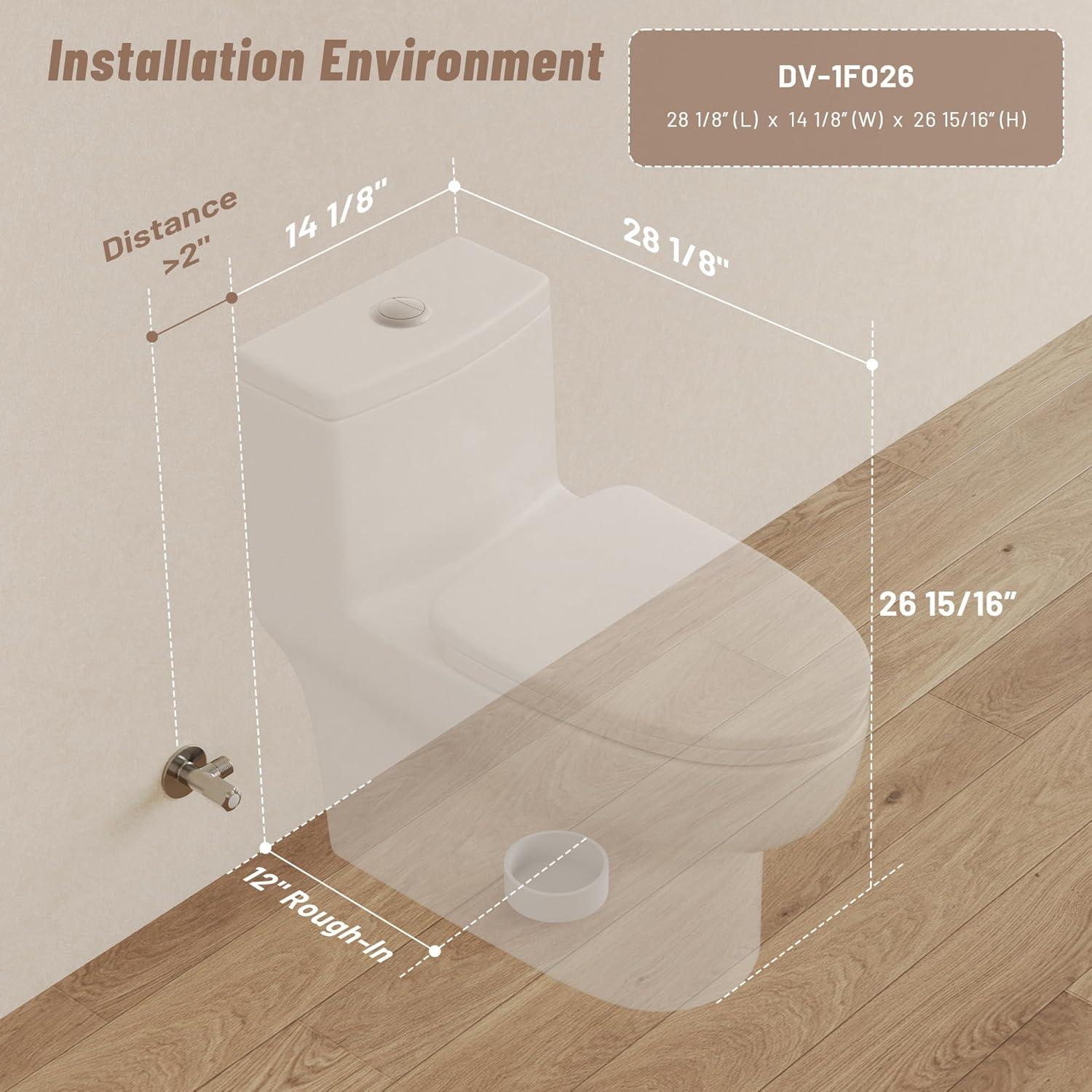 Ally Standard Bathroom Toielt, Modern Toilet with Comfort Chair Height Floor Mounted(Seat Included)