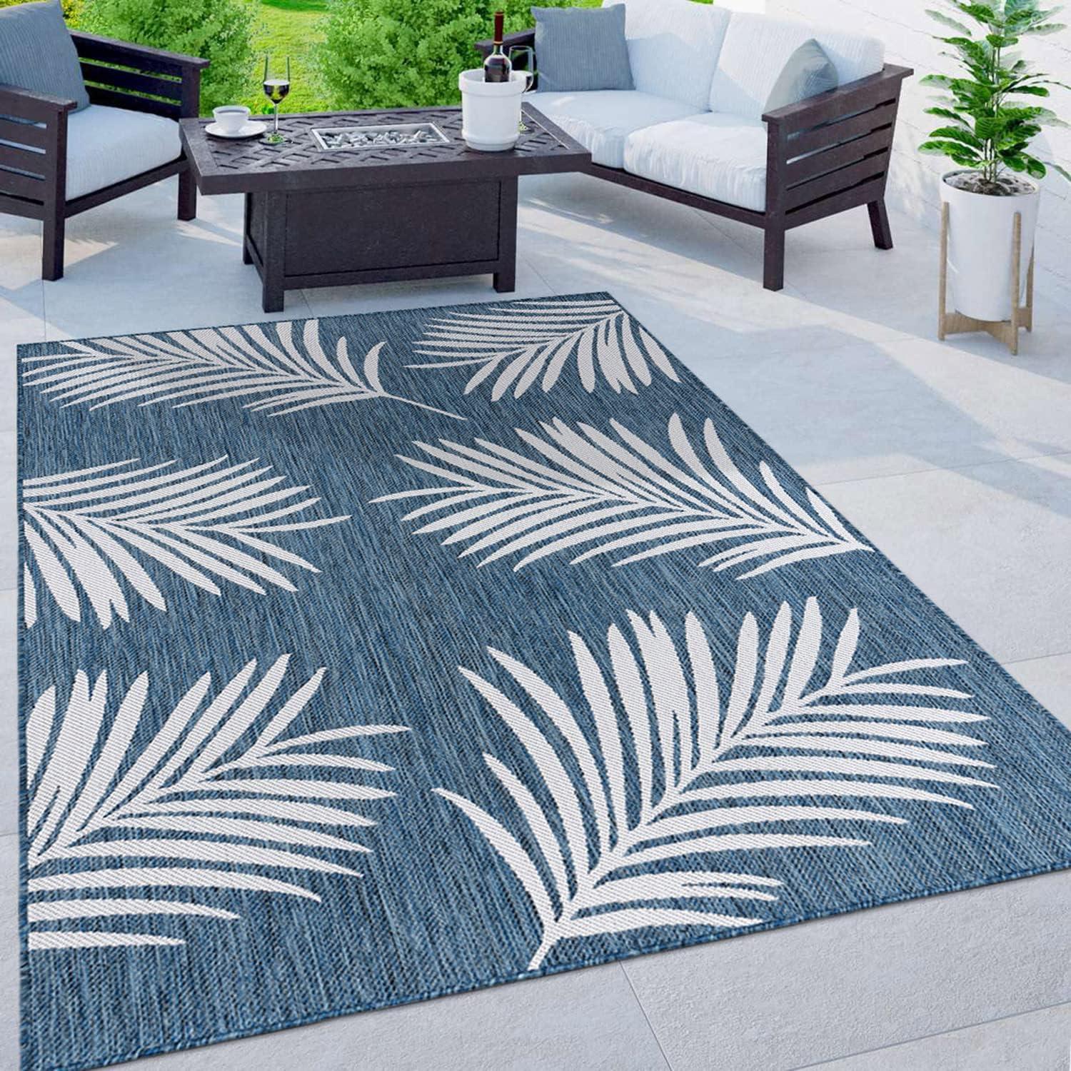 World Rug Gallery Contemporary Palm Leaves Textured Flat Weave Indoor/Outdoor Area Rug