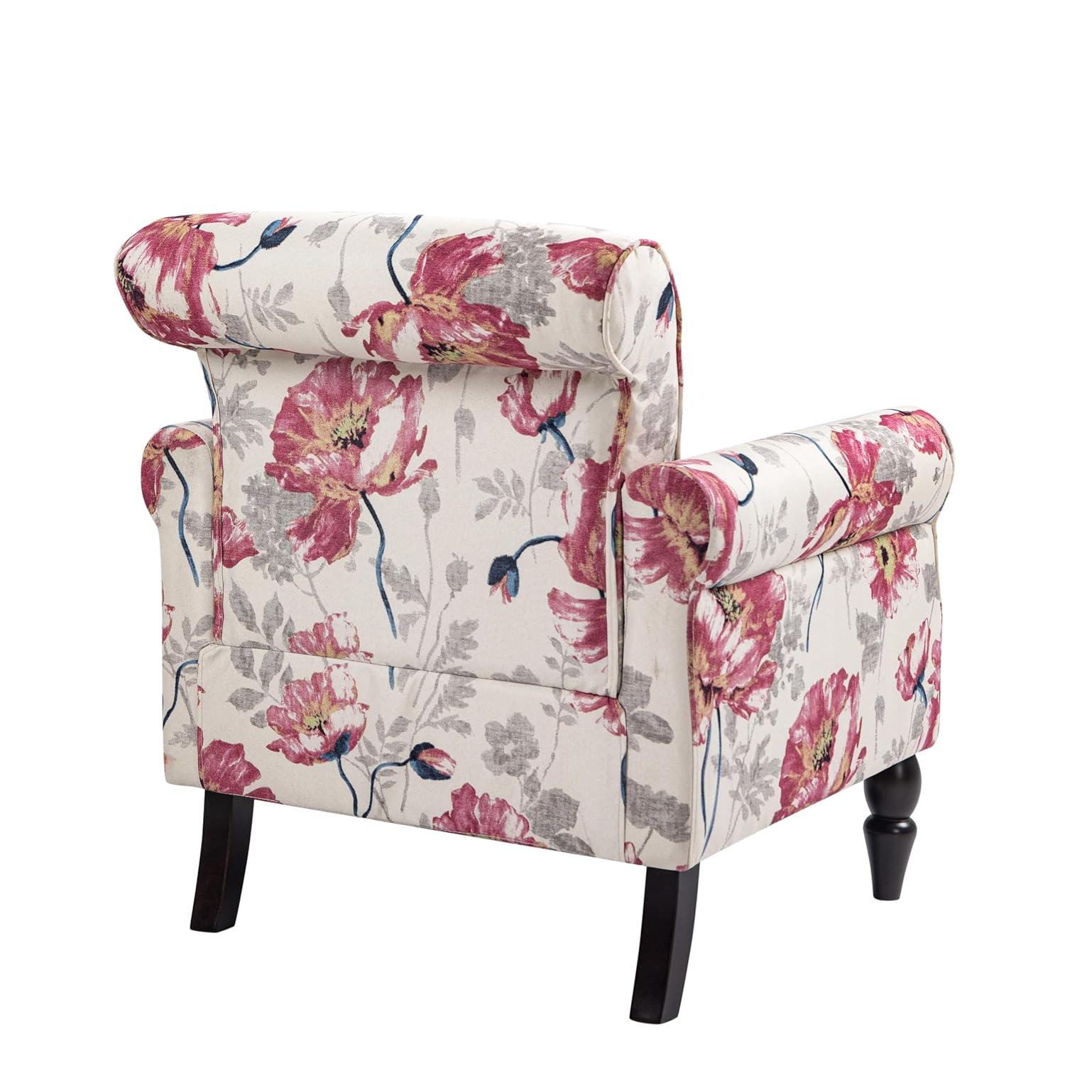 Floral Pattern Blue and White Barrel Accent Chair Set