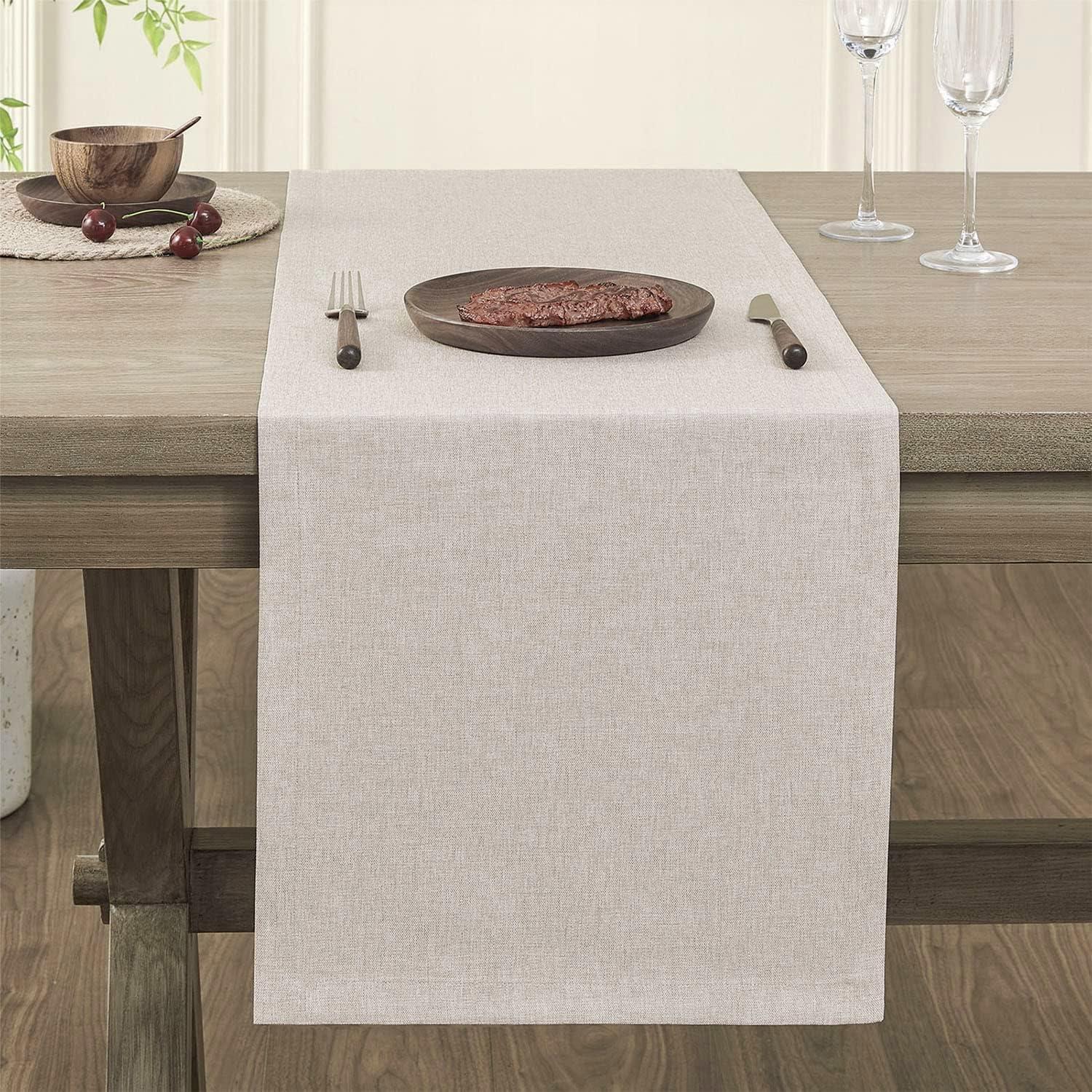 Design Imports Stone Brown Solid Chambray Table Runner 14X72