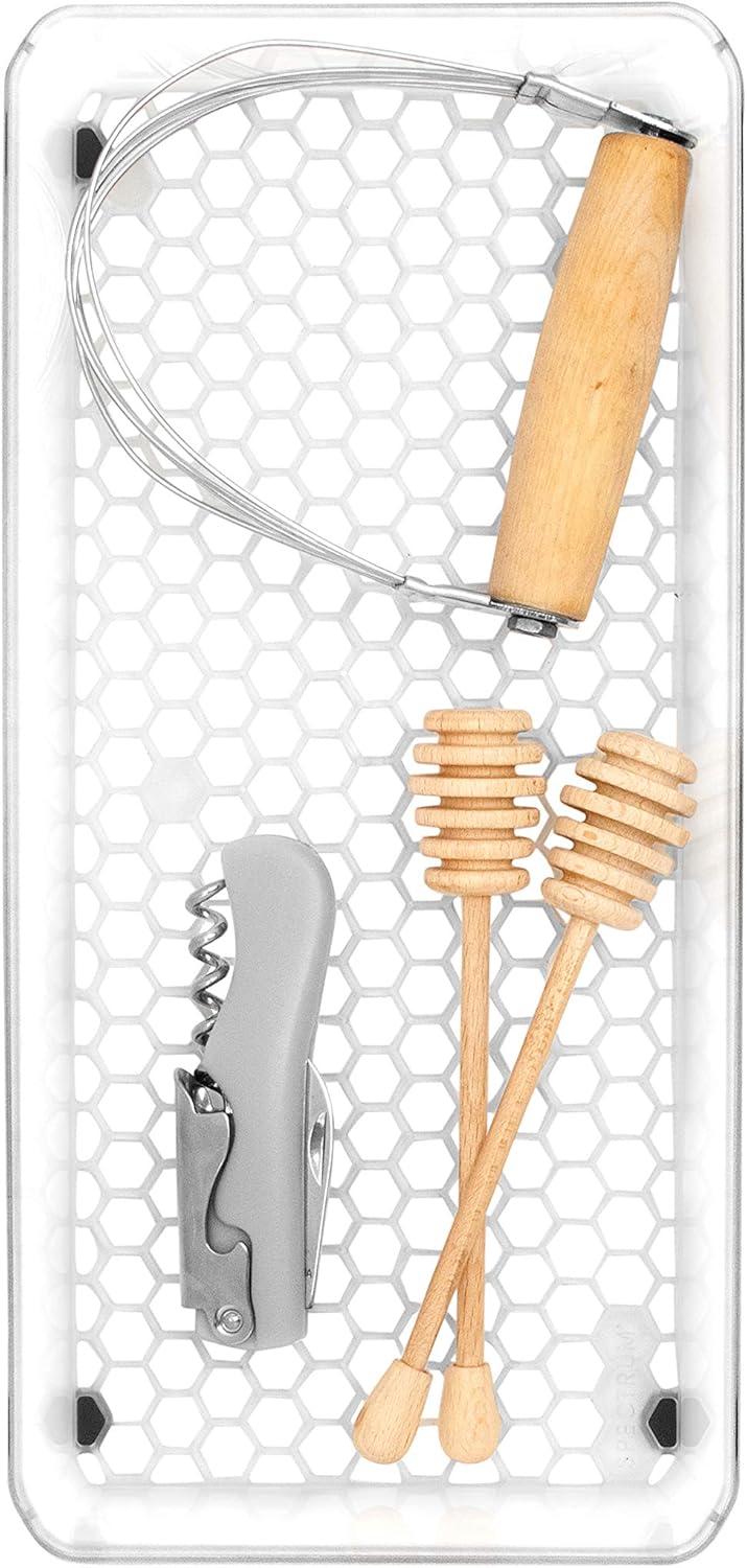 Spectrum Diversified Hexa Drawer Organizer Tray Modern Kitchen Cutlery, Utensil, Silverware Holder, Cabinet Storage, 6 x 12, Clear Frost