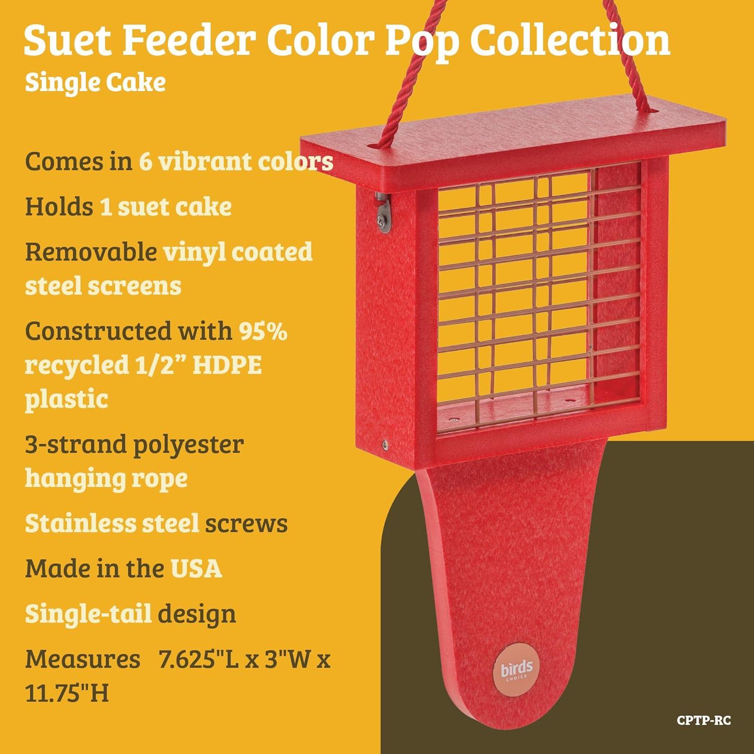 Birds Choice Birds Choice 12" Recycled Single Cake Tail Prop Suet Feeder, Taupe/Green