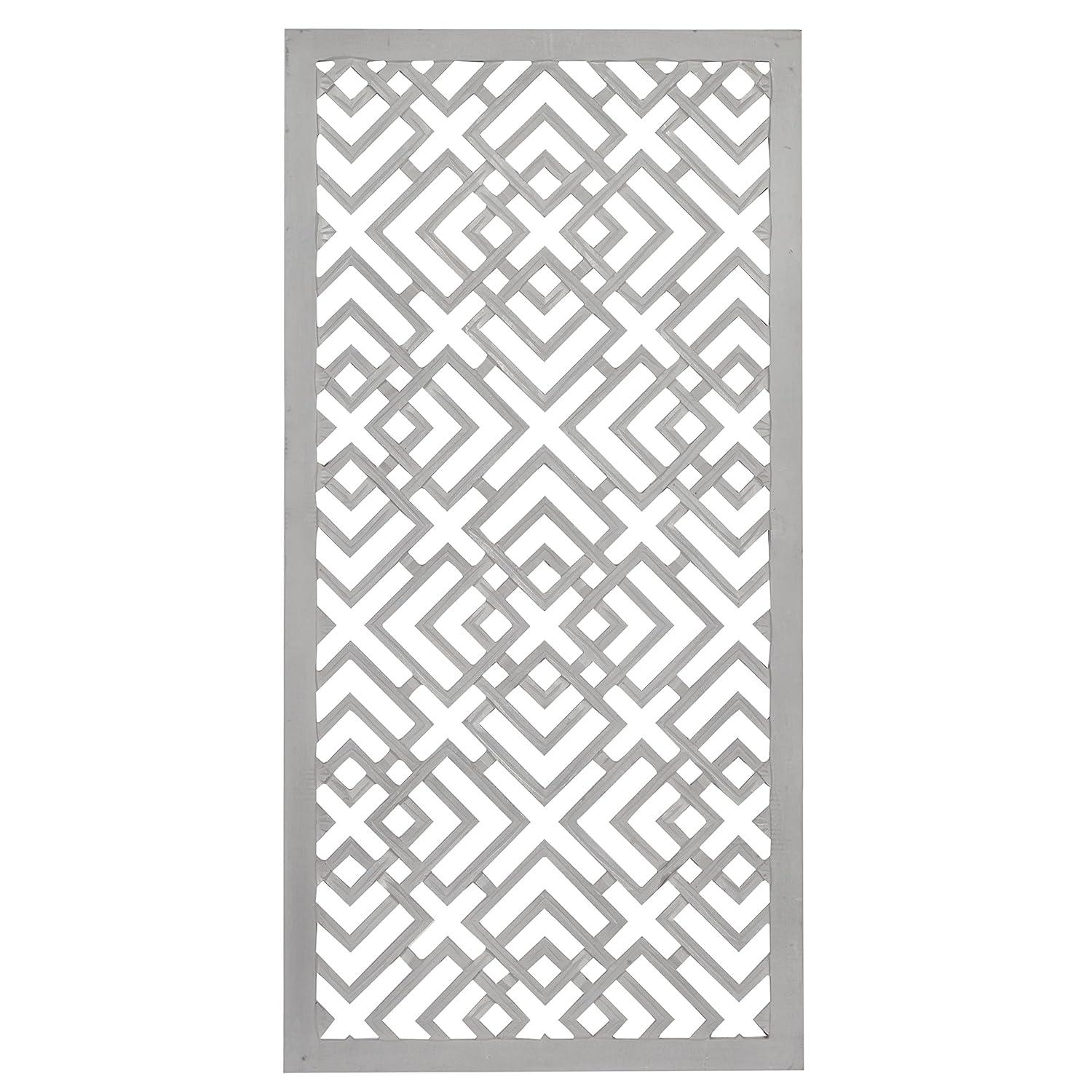 DecMode Gray Wood Carved Geometric Wall Decor