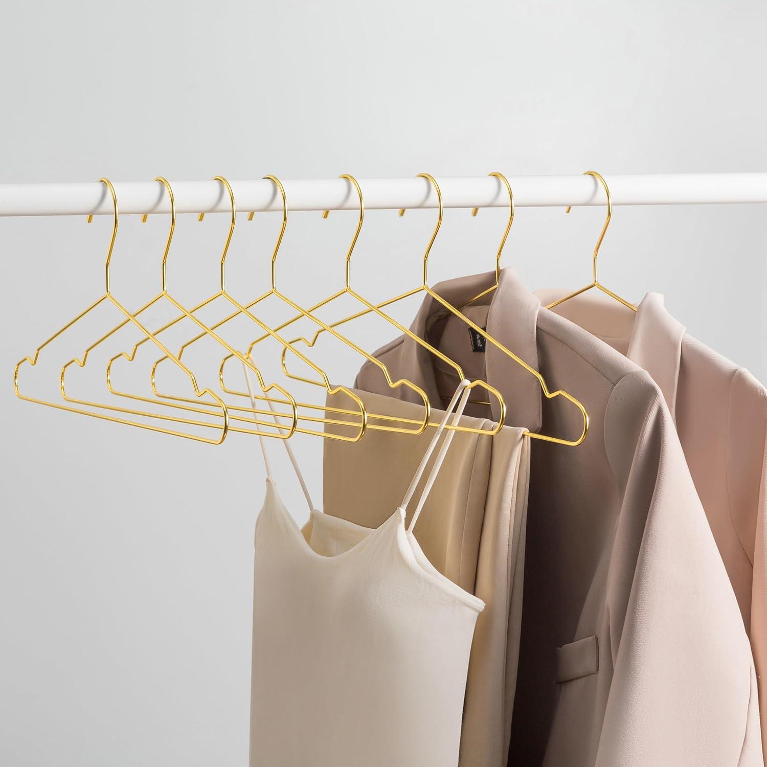 Slim Gold Metal Wire Suit Hangers, 17.7" Wide, 30 Pack