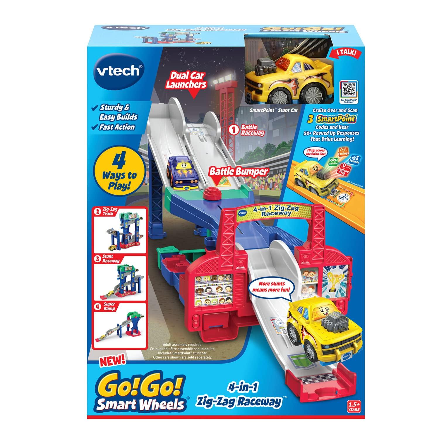 VTech Go! Go! Smart Wheels 4-in-1 Zig-Zag Raceway with Accessories, Baby and Toddler Toys