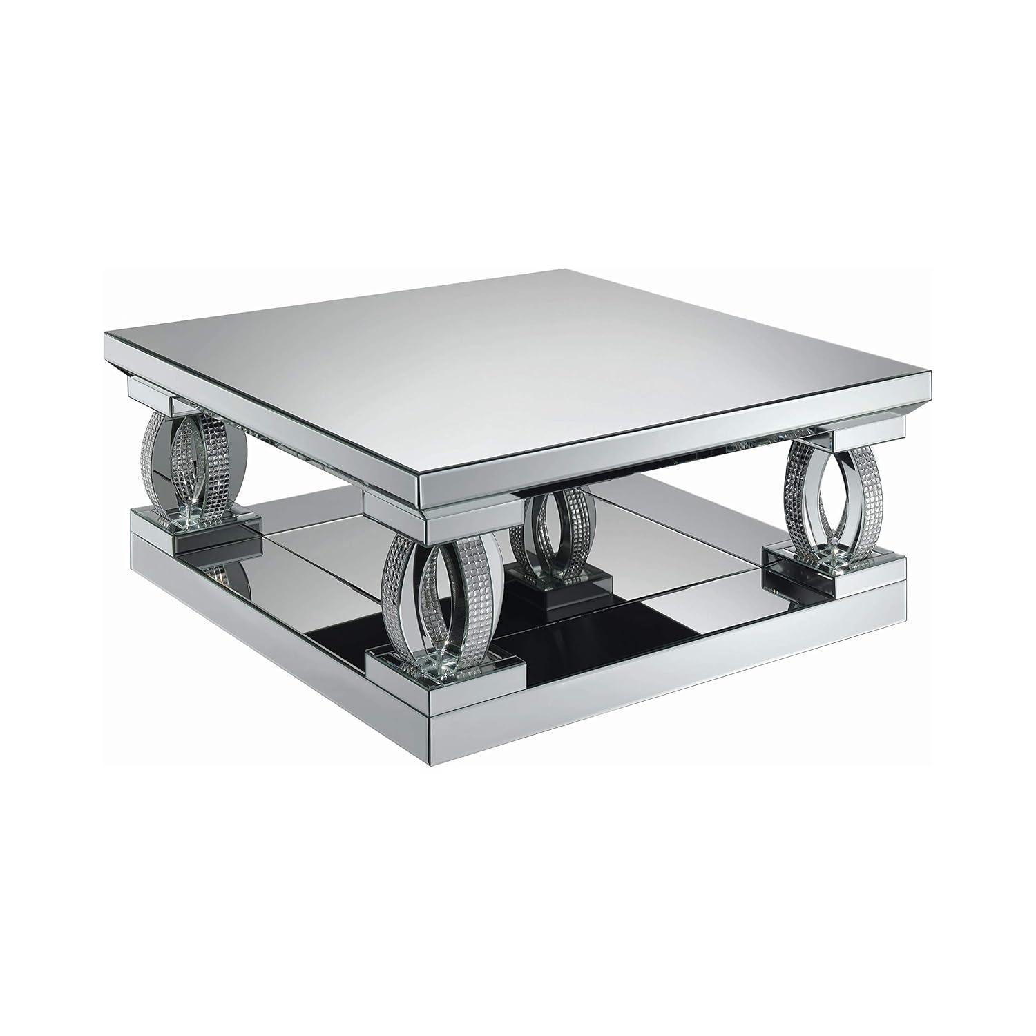 Coaster Amalia Square Modern Mirrored Glass Coffee Table in Silver