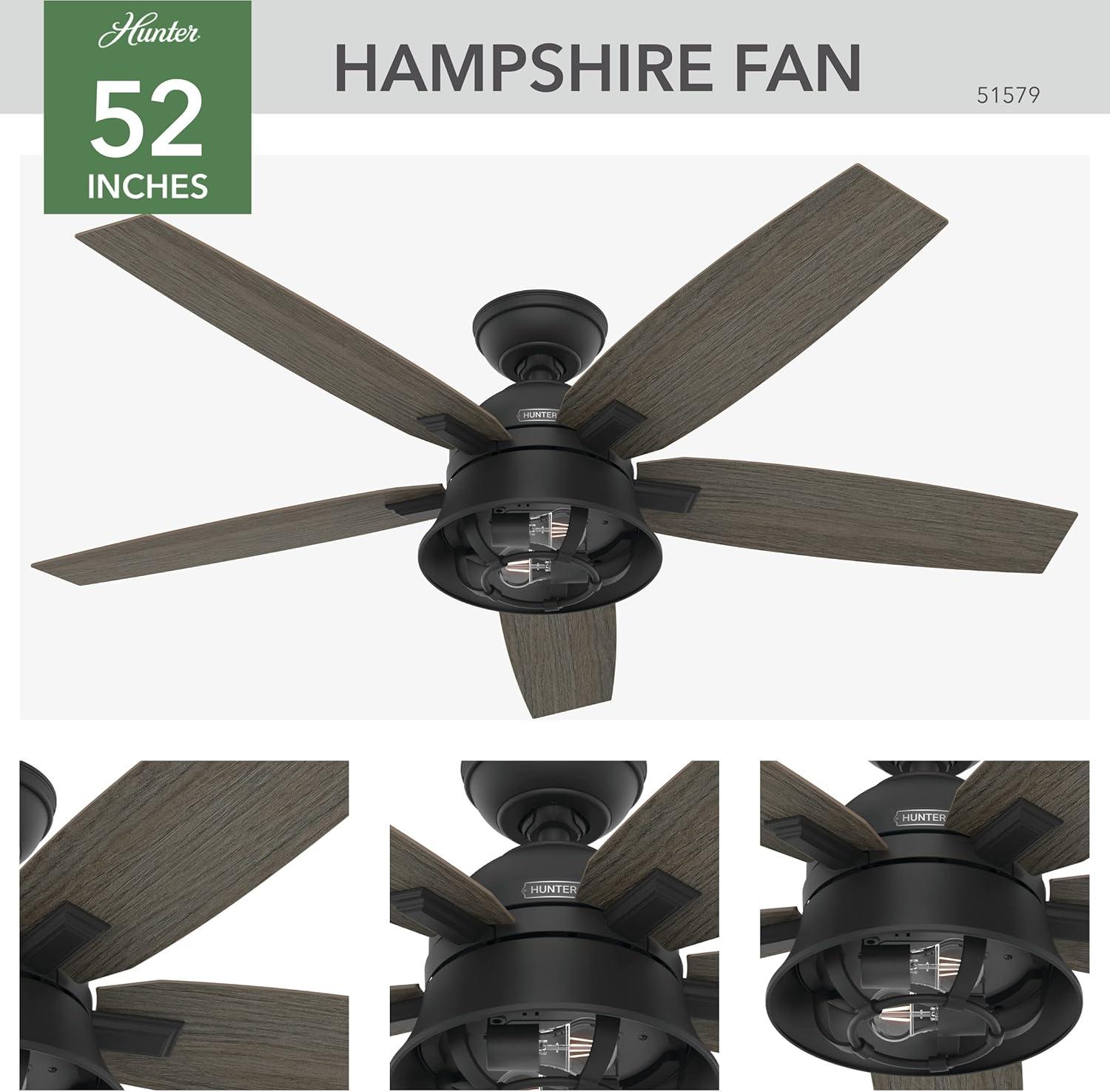 52" Hampshire 5 - Blade Ceiling Fan With LED Light Kit And Handheld Remote