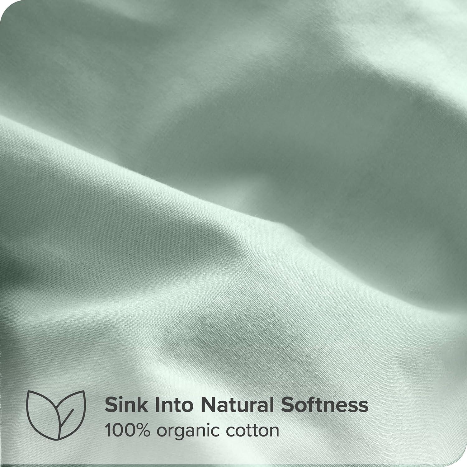 100% Organic Cotton Percale Full/Queen Duvet Cover and Sham Set Willow by Bare Home