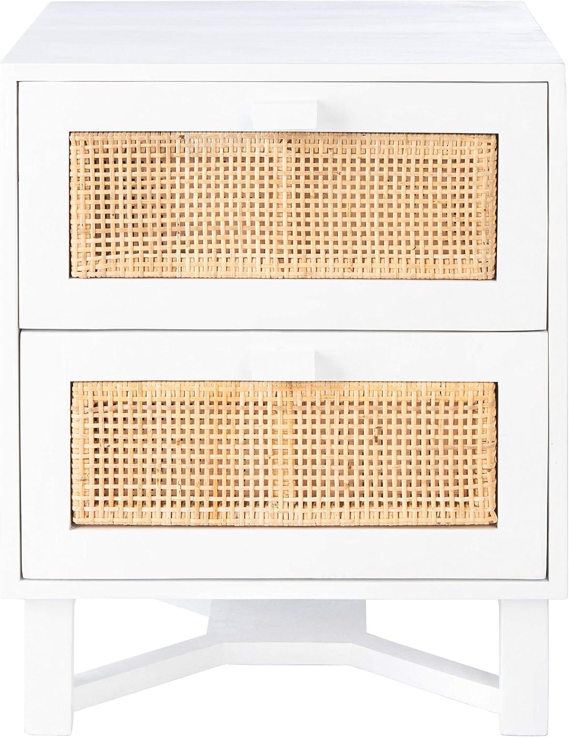 Hedwig 2 Drawer Nightstand - White/Natural - Safavieh.